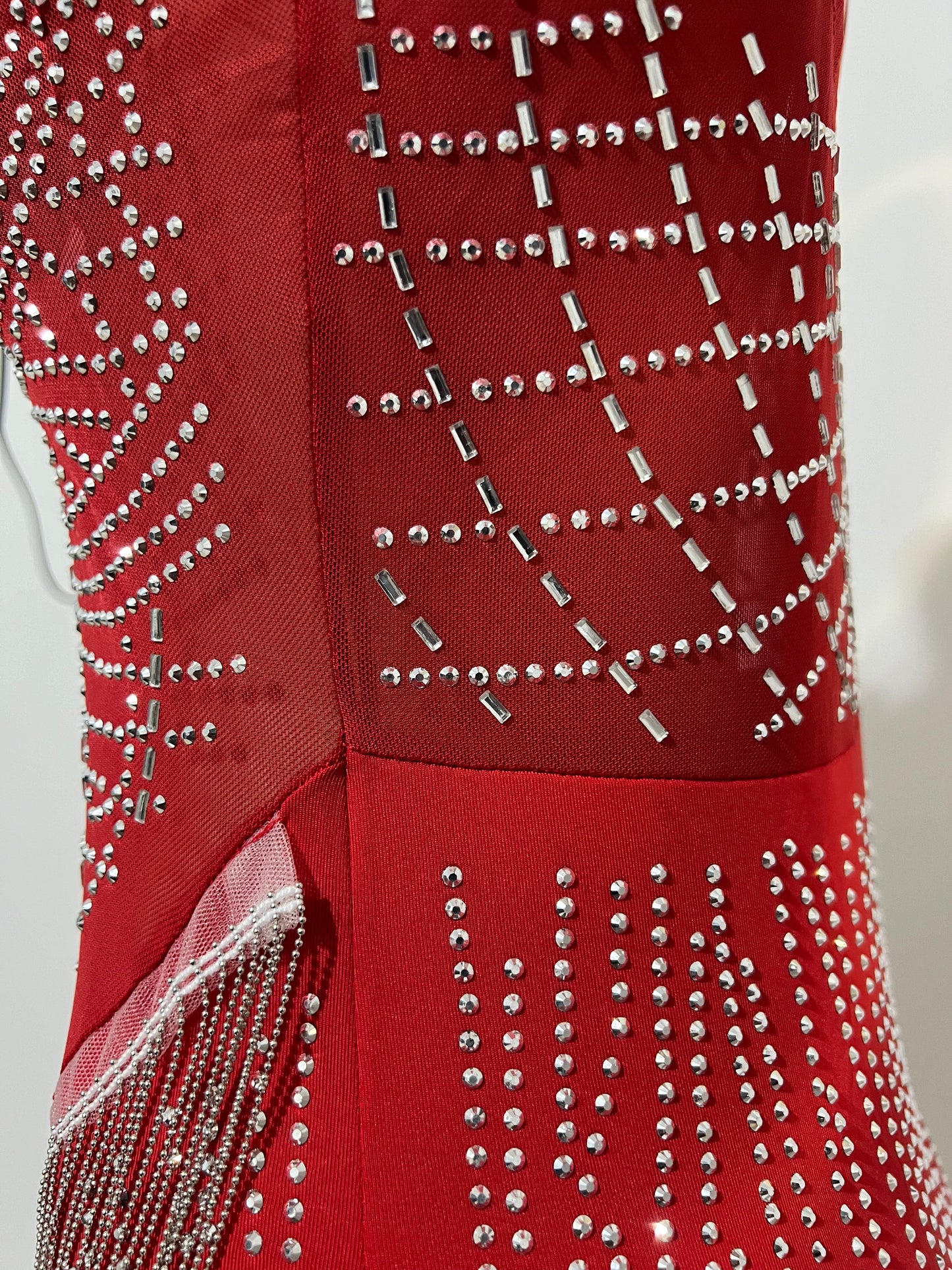 Gianna Fringe Crystal Dress (Red)