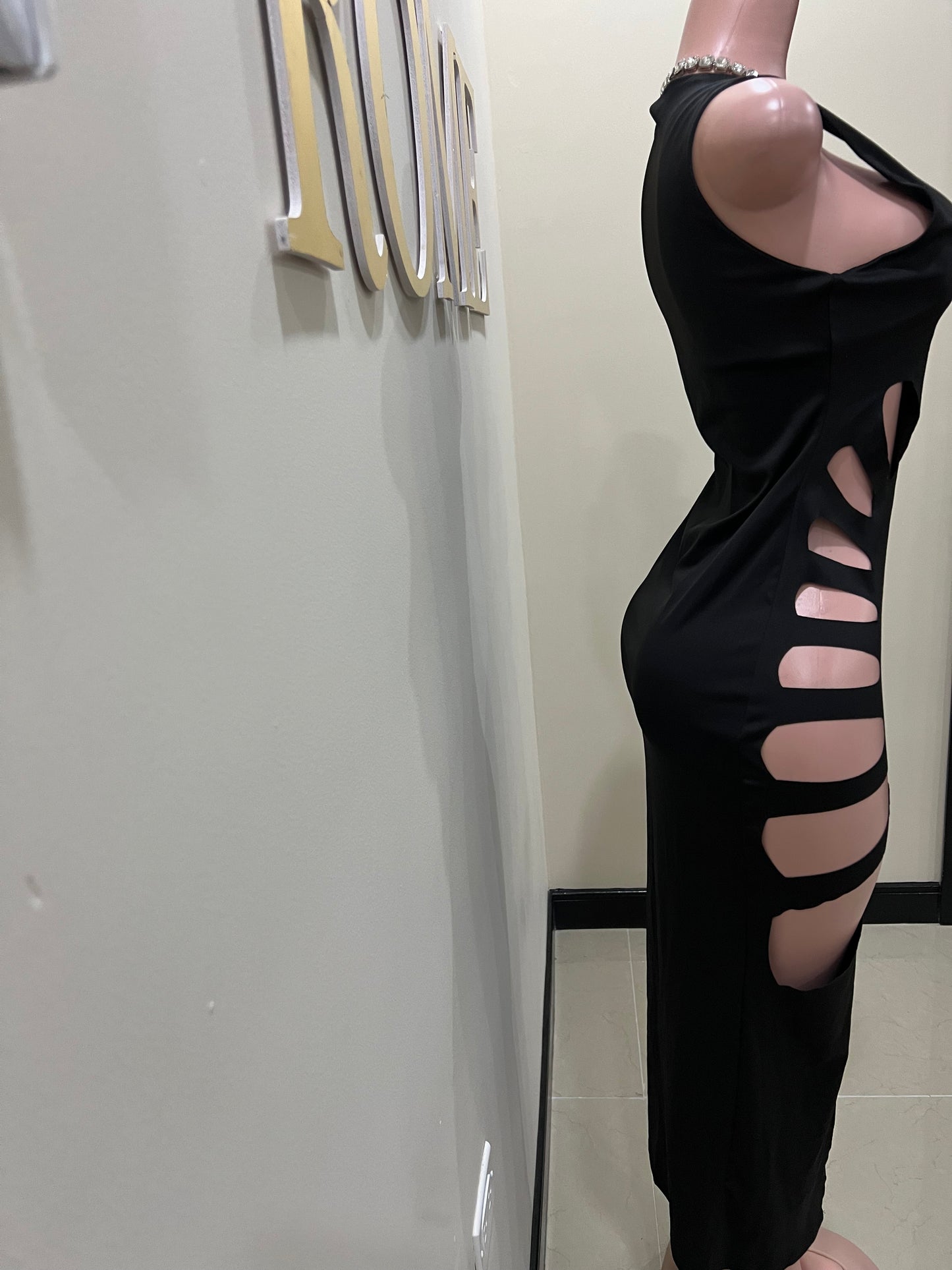 Tamia Cuts Dress (Black)