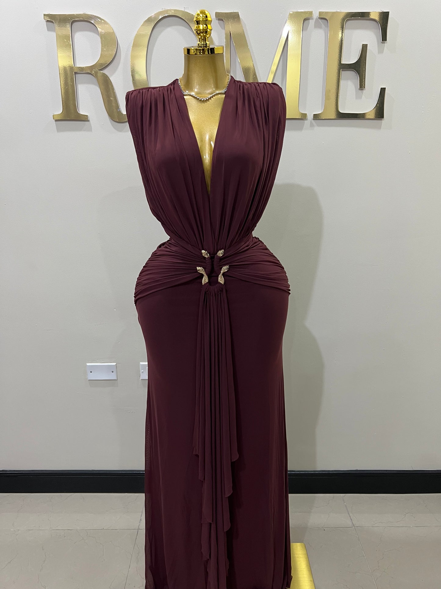 Michelle Snake Dress (Maroon)