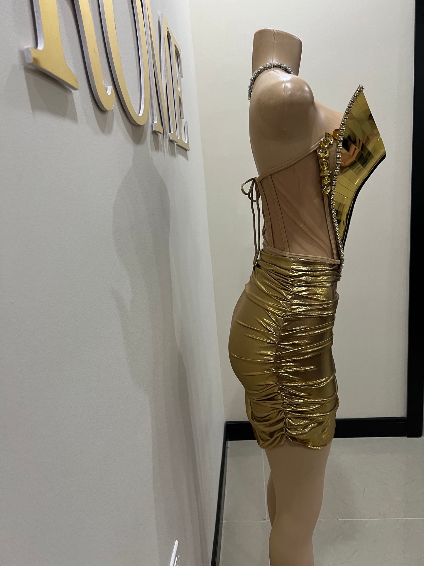 Sky Gemstone Skirt Set (Gold)