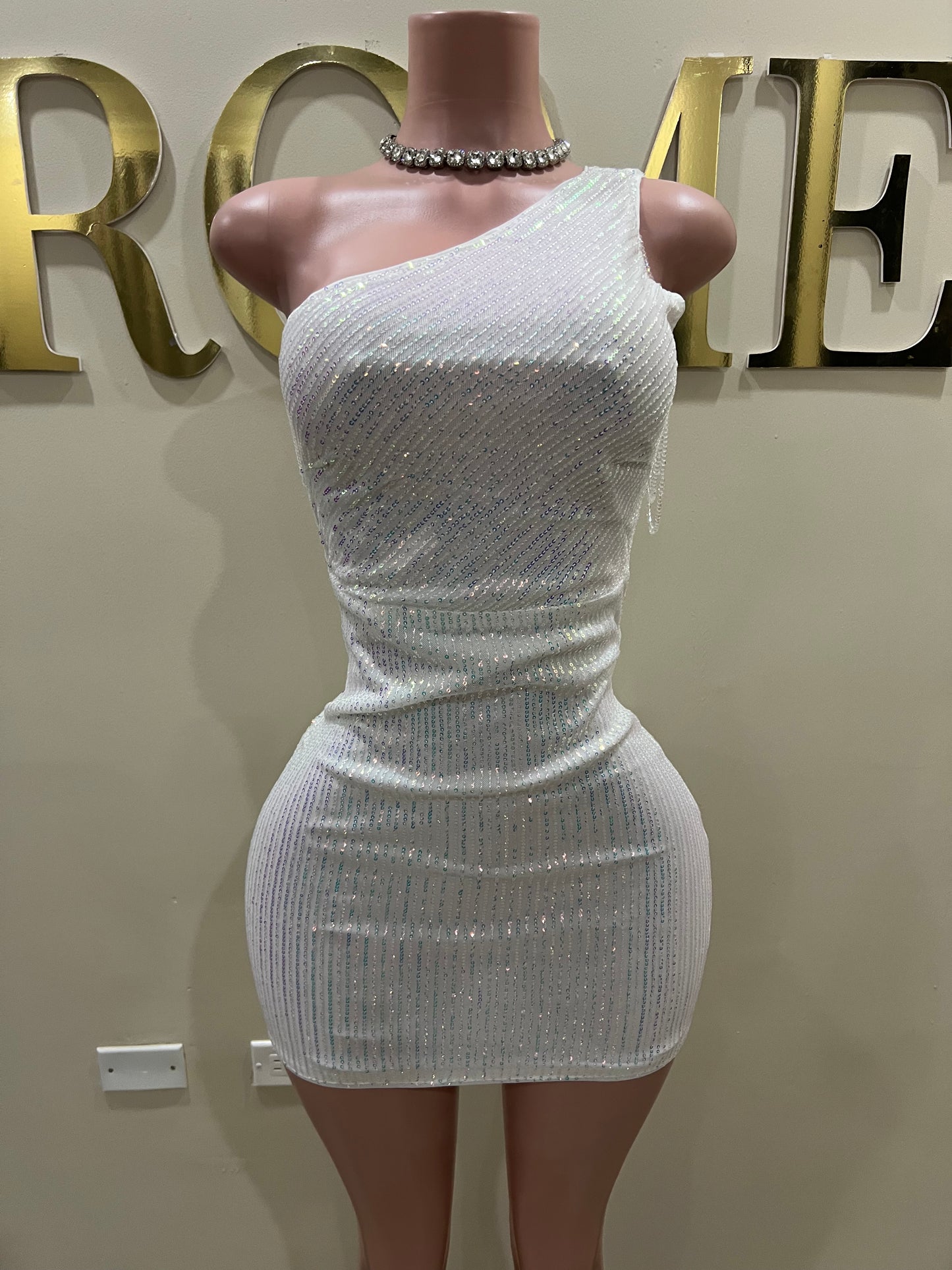 Sarah Beads Dress (White- multi colored)