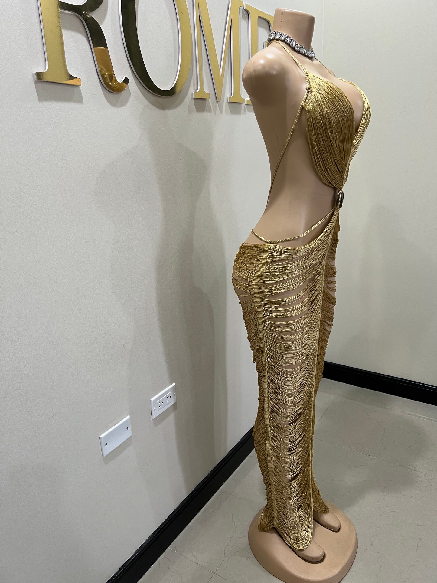 Tamale Fringe String Dress (Gold)