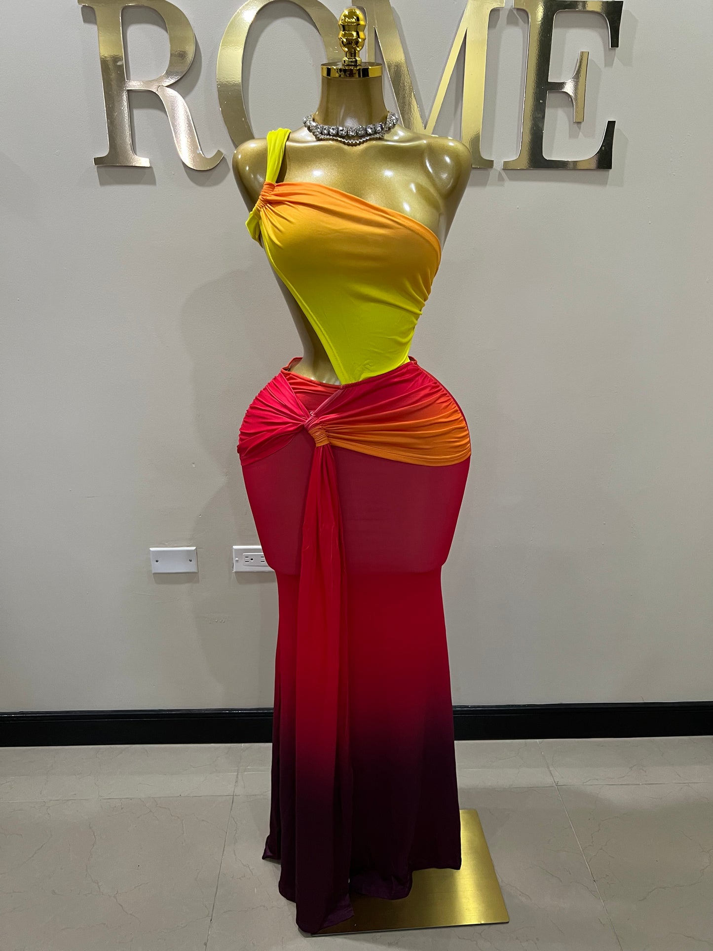 Emma Giselle Multi Dress (Red)