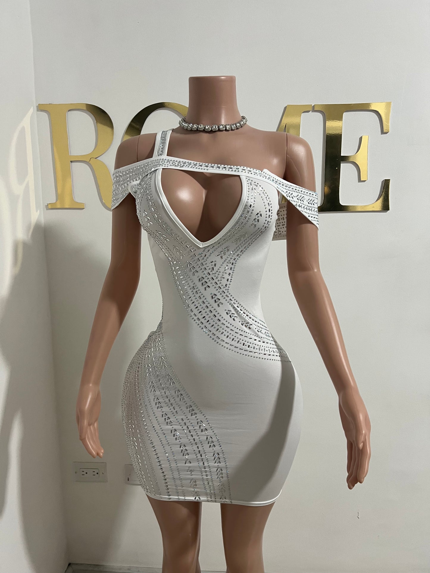 Ariel Colorful Crystal Dress (White)