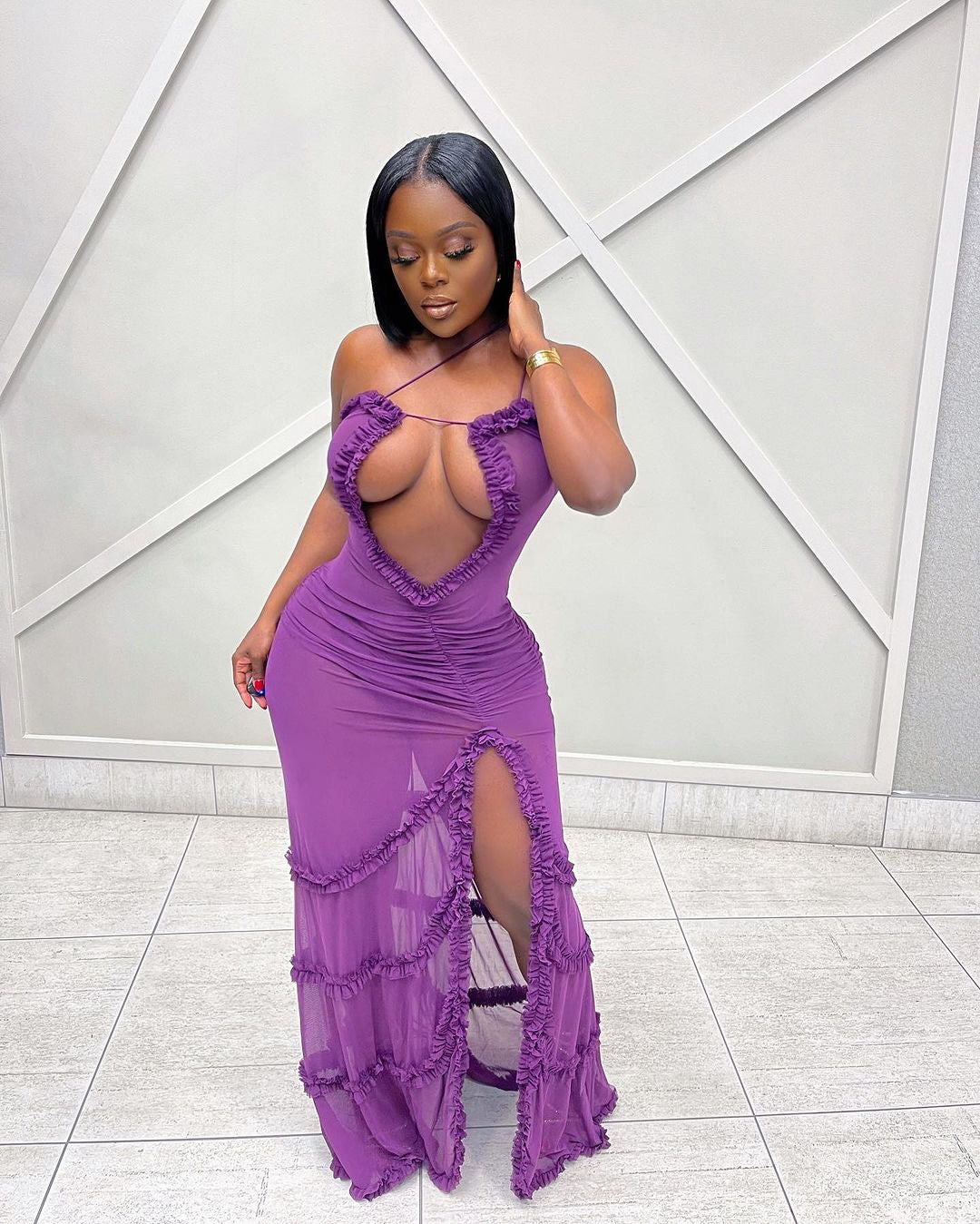 Mila Sheer Dress (Purple)