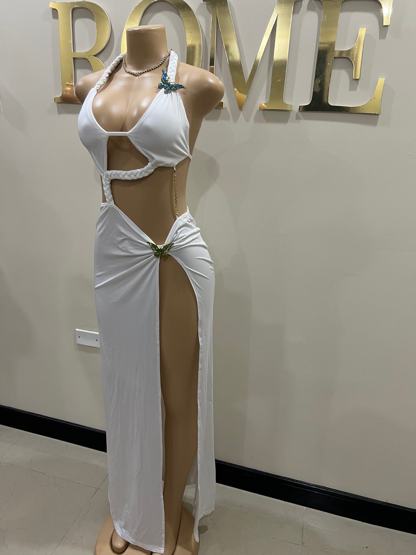 Butterfly Braided Dress (White)