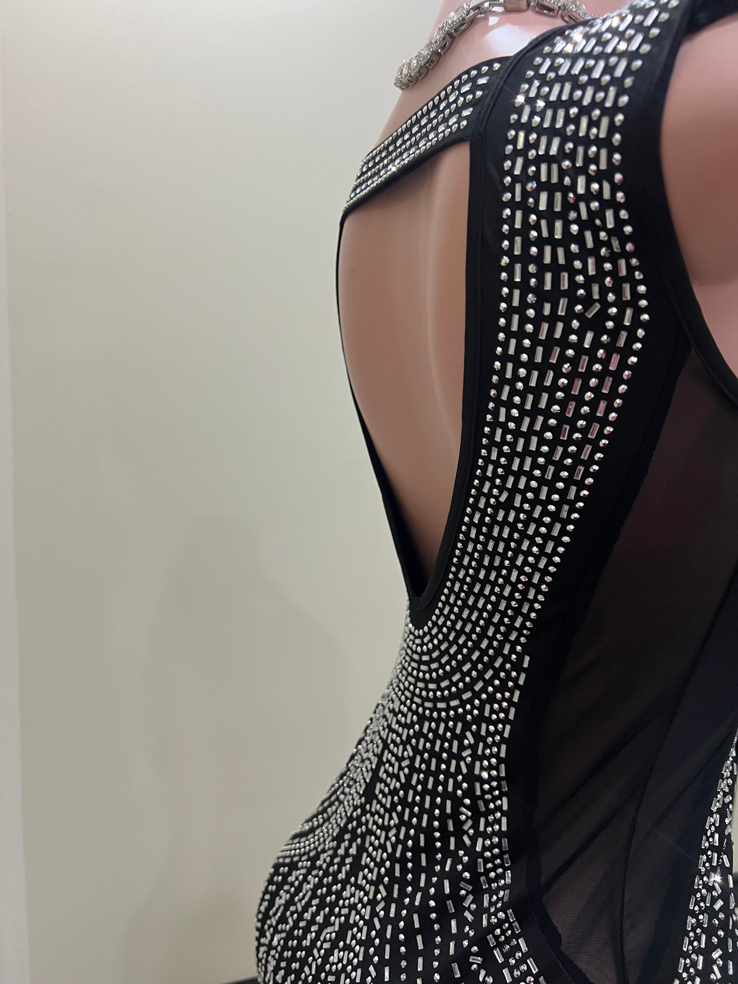 Amber Crystal Pearl Dress (Black)