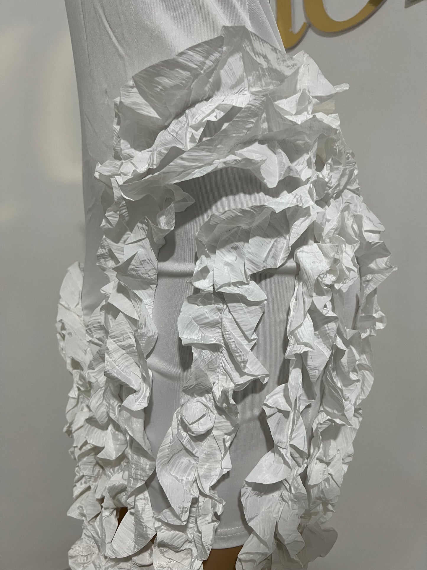 Kate Rouched Mini Dress (White)