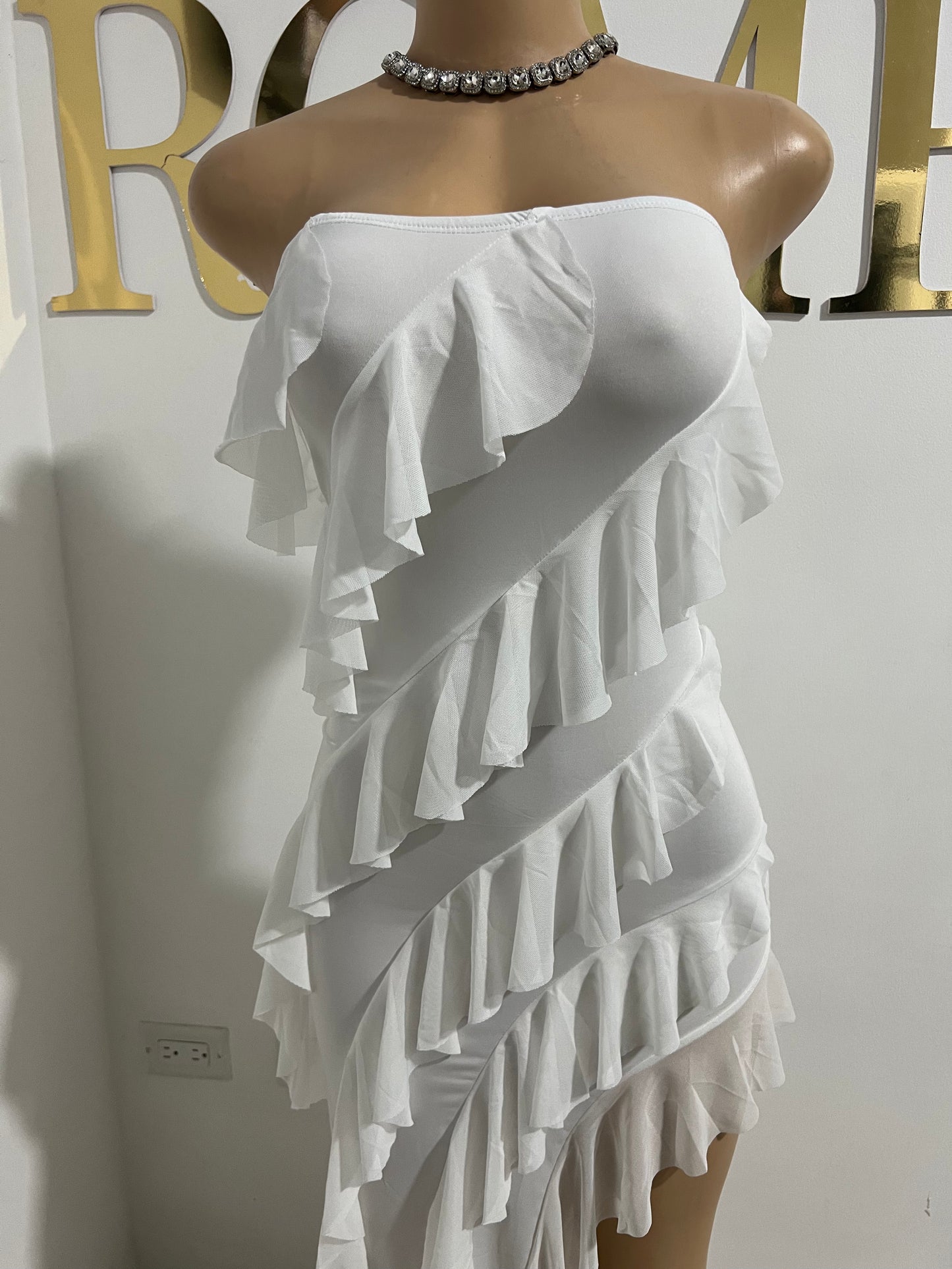 Chelsea Ruffle Dress (White)