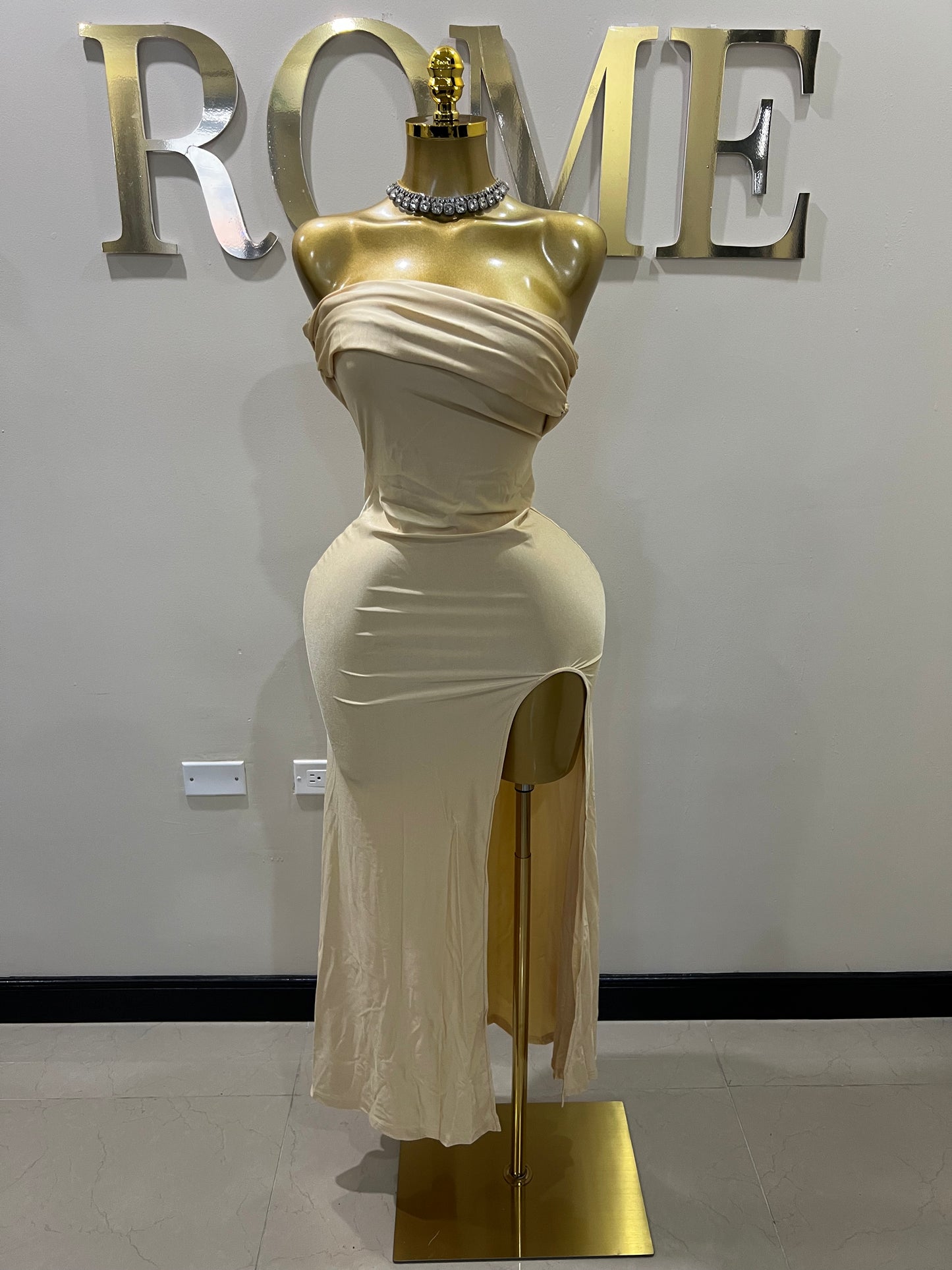 Kerry One Shoulder Dress (Soft Gold)