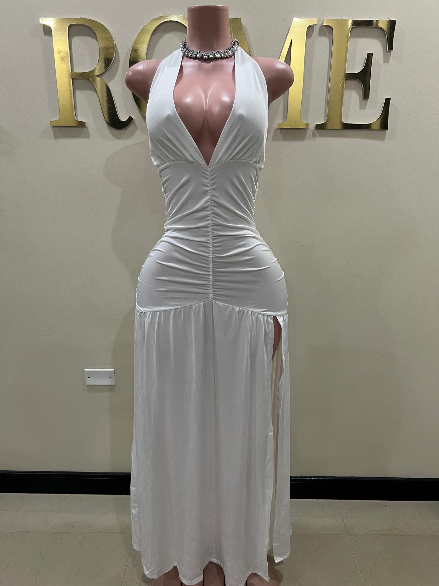 Nichelle Nara Halter Dress (White)