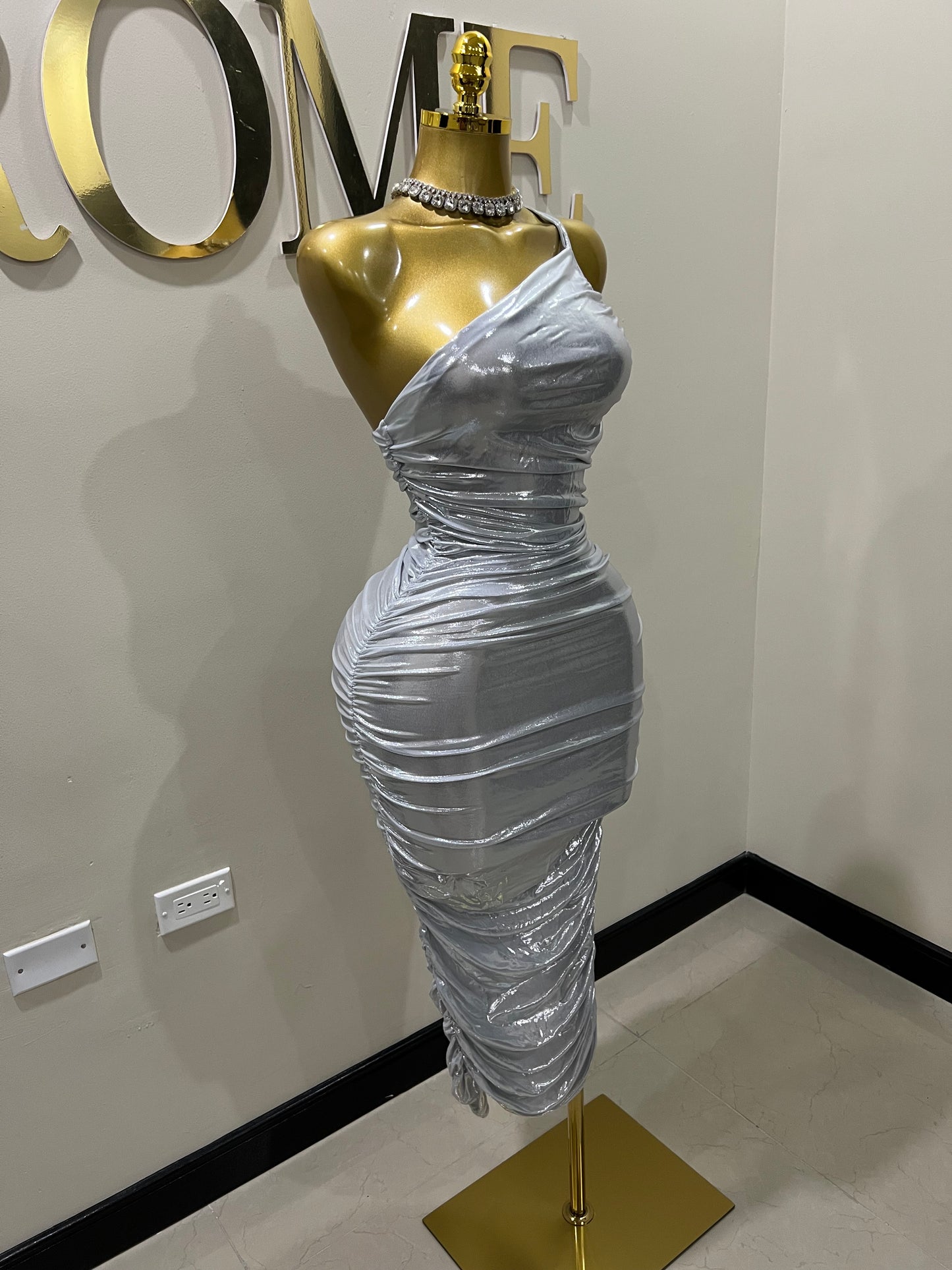 Tessa Moira Rouched Dress (Silver)