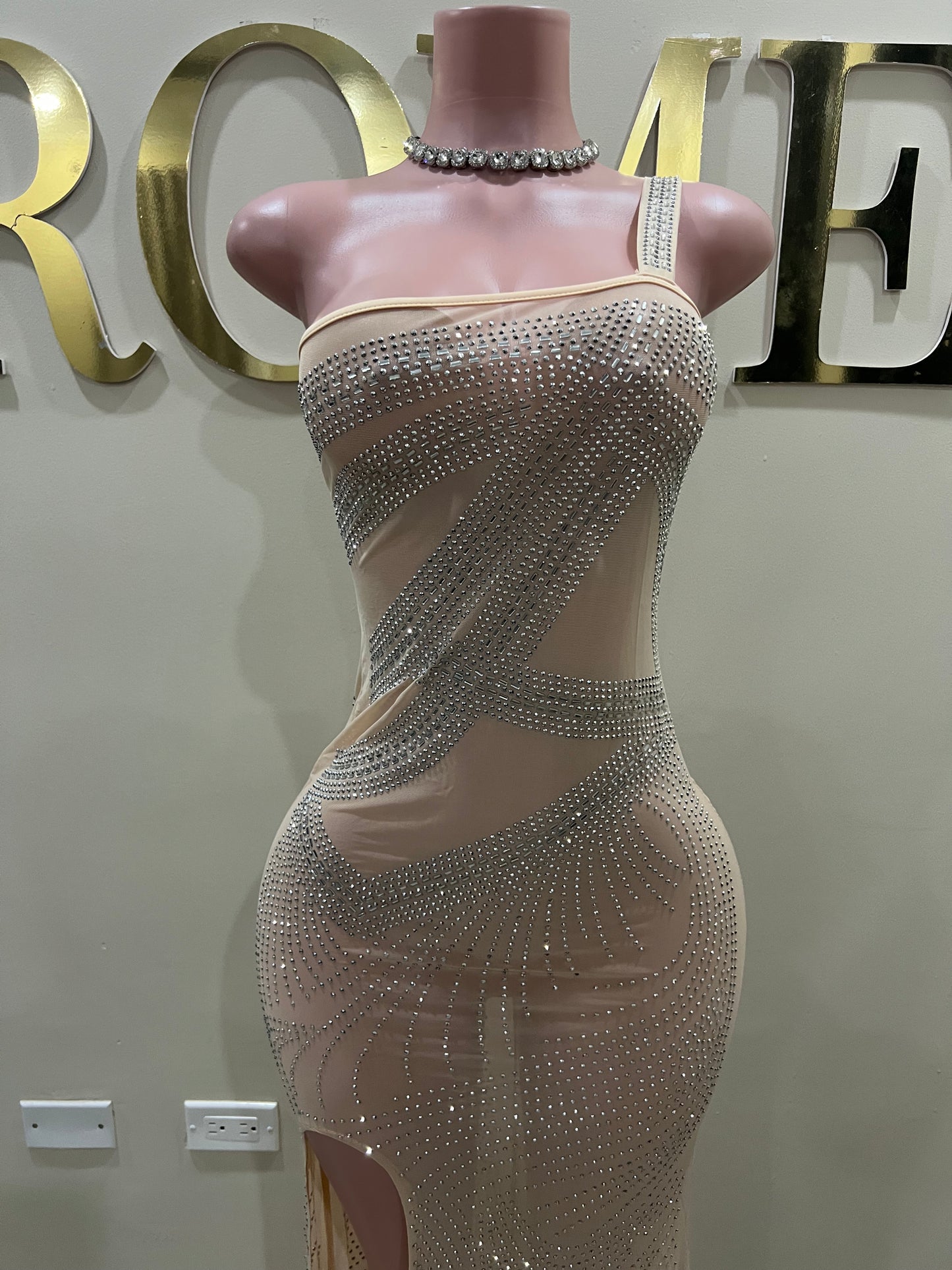 Hana Mesh Dress (Nude)