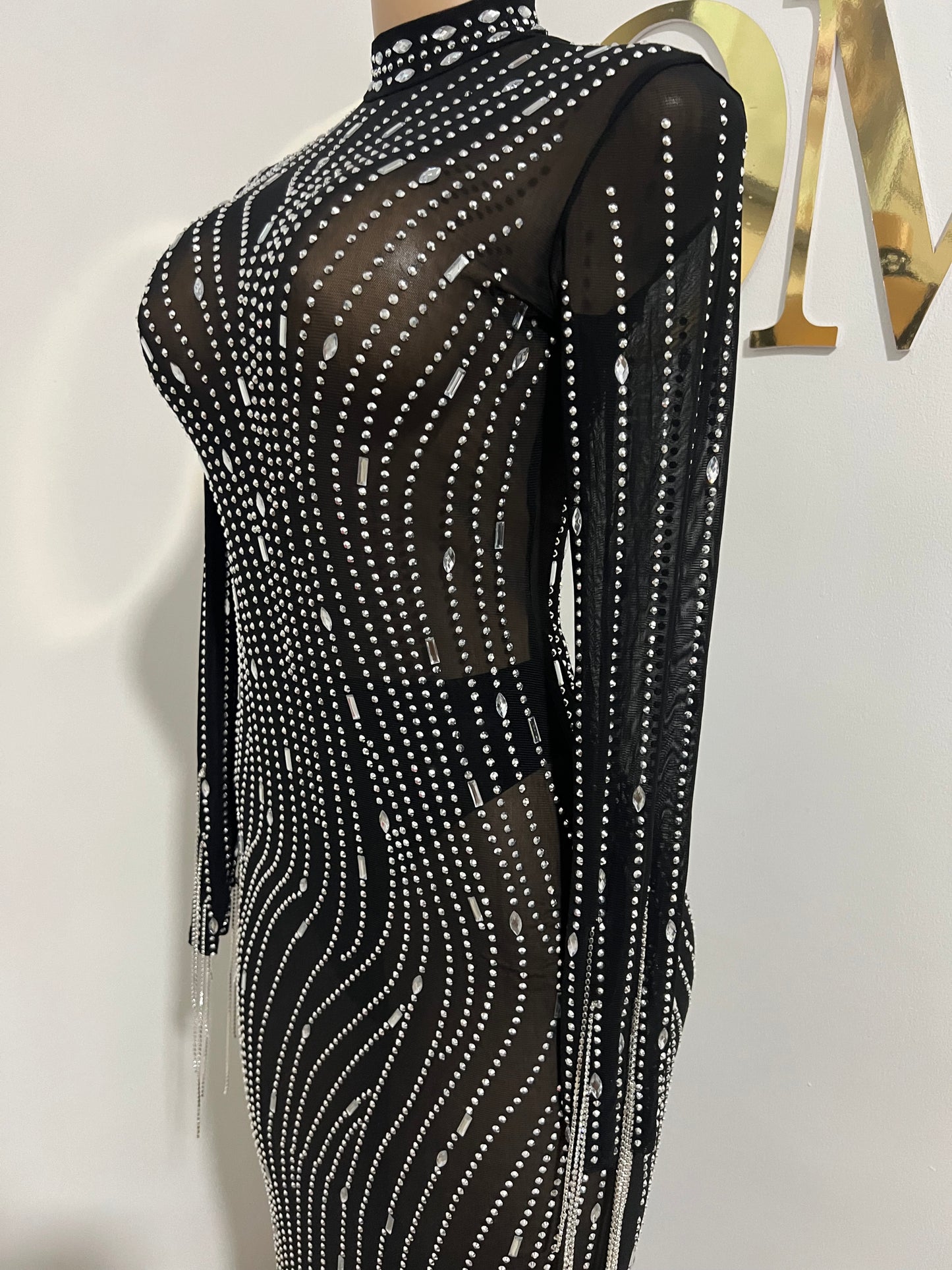 Ellie Swan Long Crystal Dress (Black)