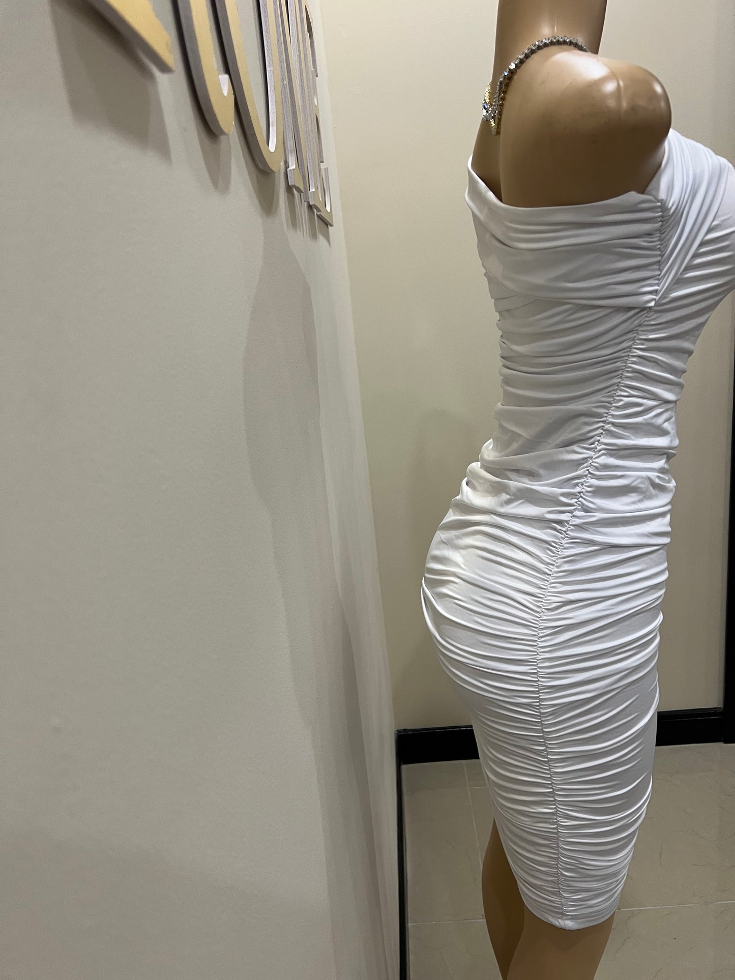 Porsha Off Shoulder Dress (White)