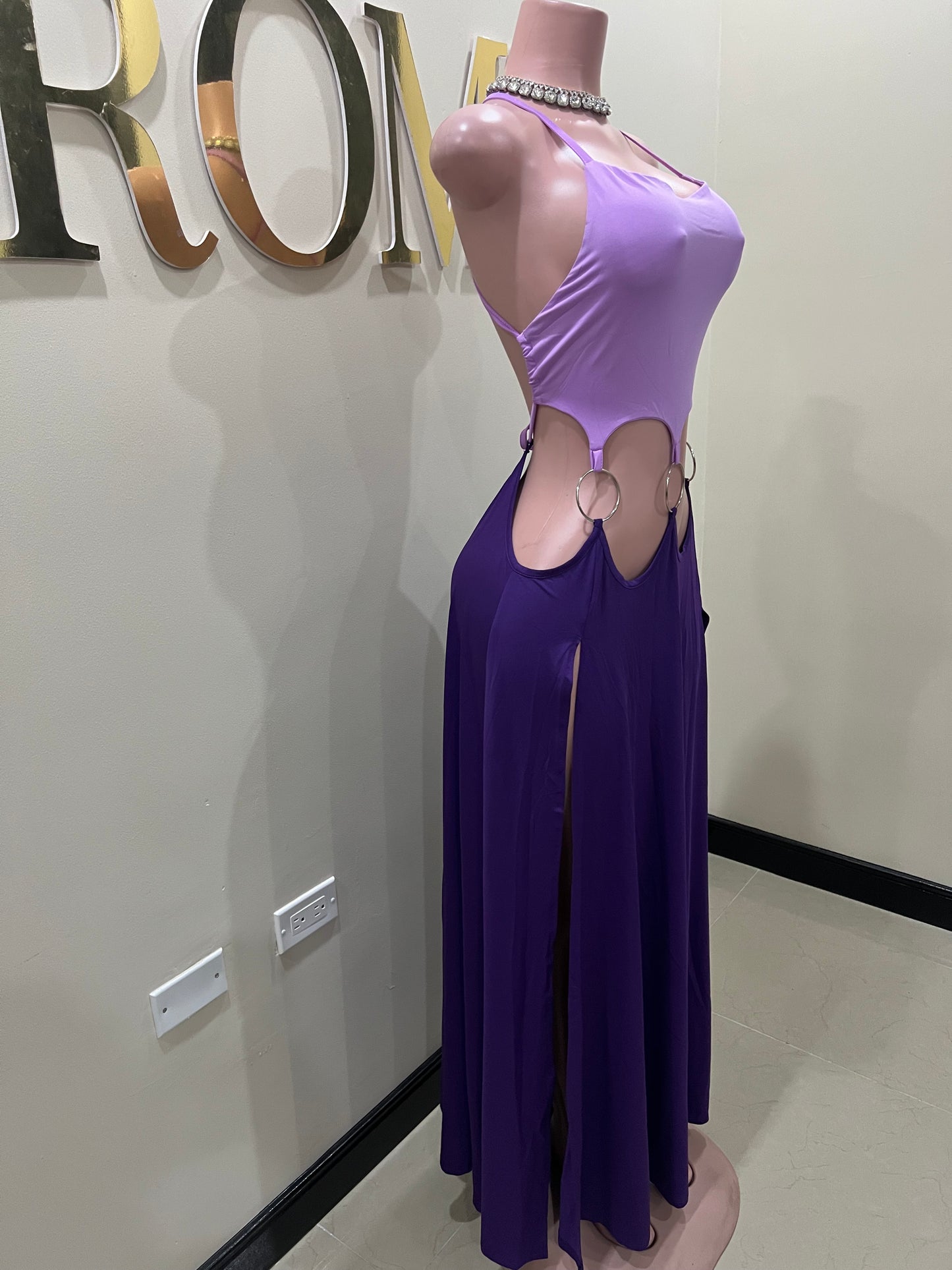 Risa Rings High Spilts Dress (Purple)