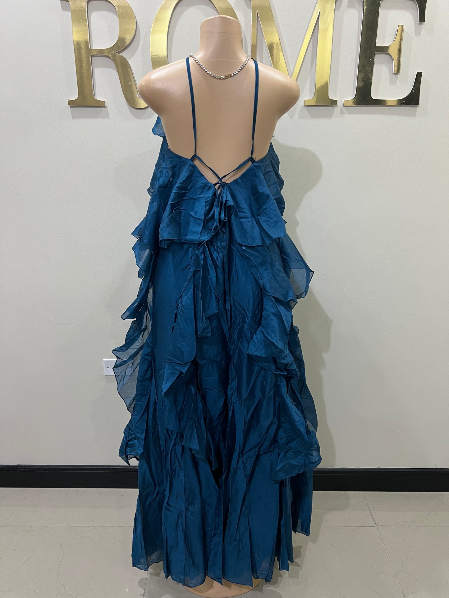 Rumi Chen Ruffle Long Dress (Blue)