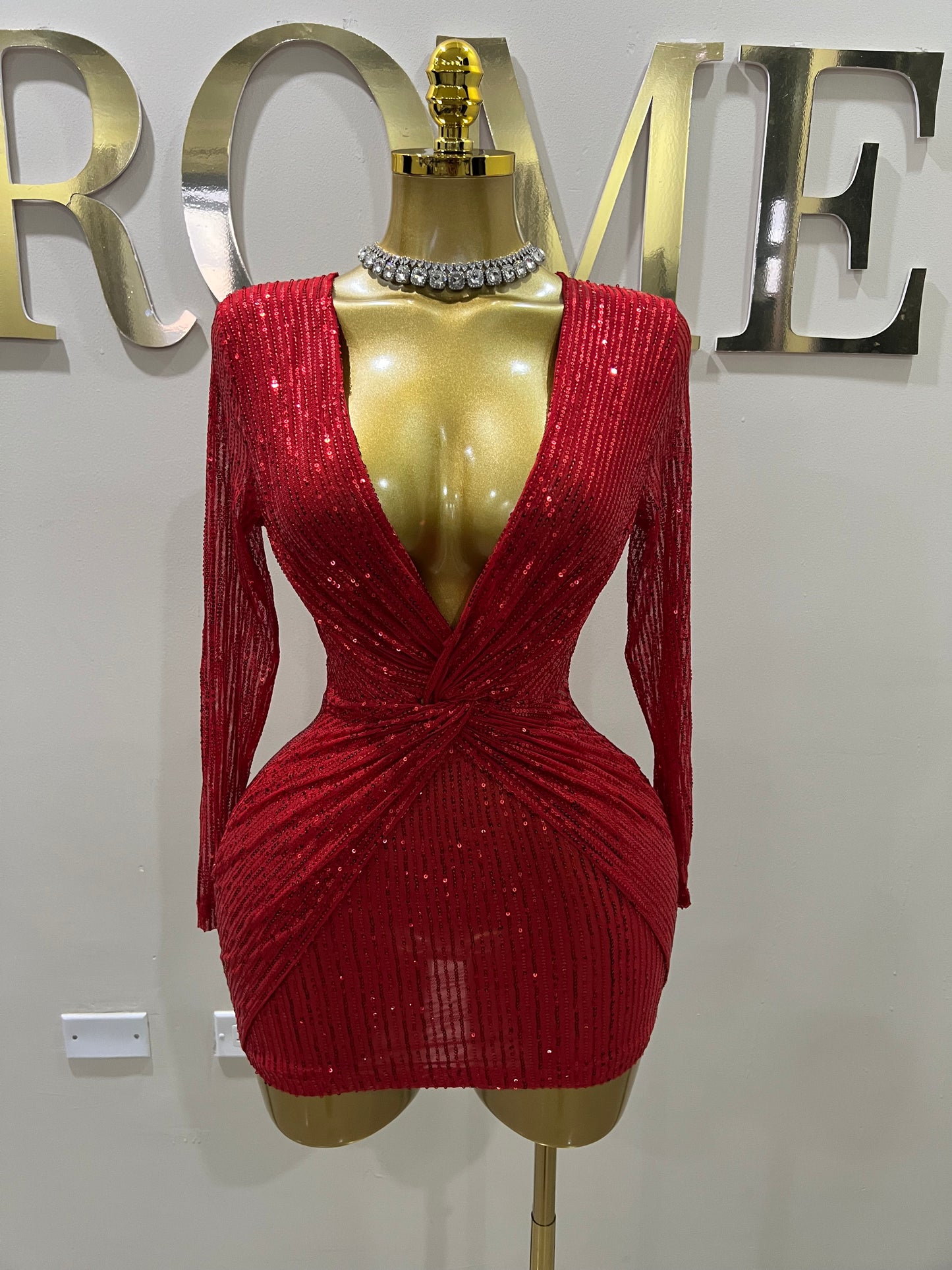 Rachel Sequin Dress (Red)