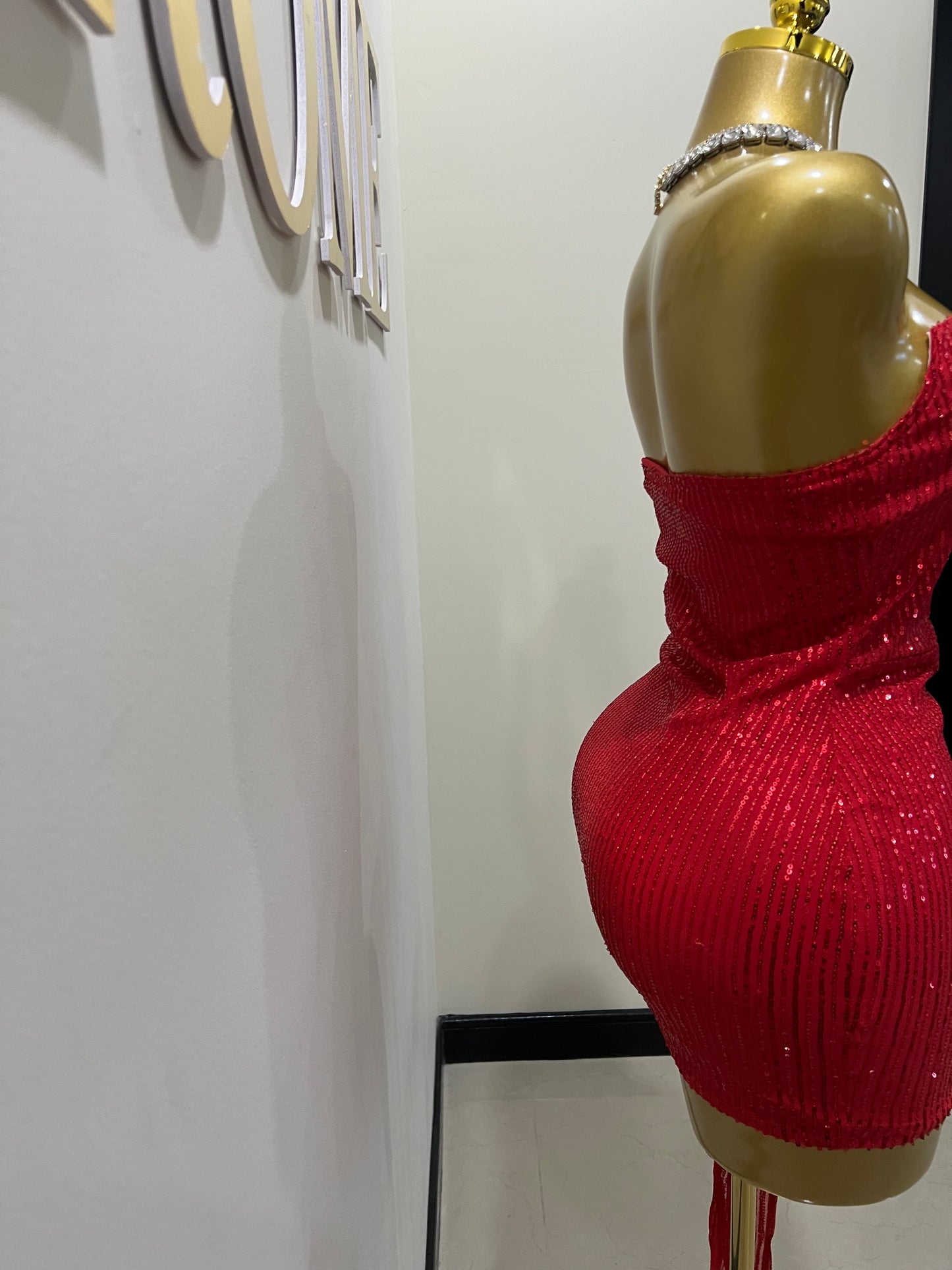 Tara Sequin Dress (Red)