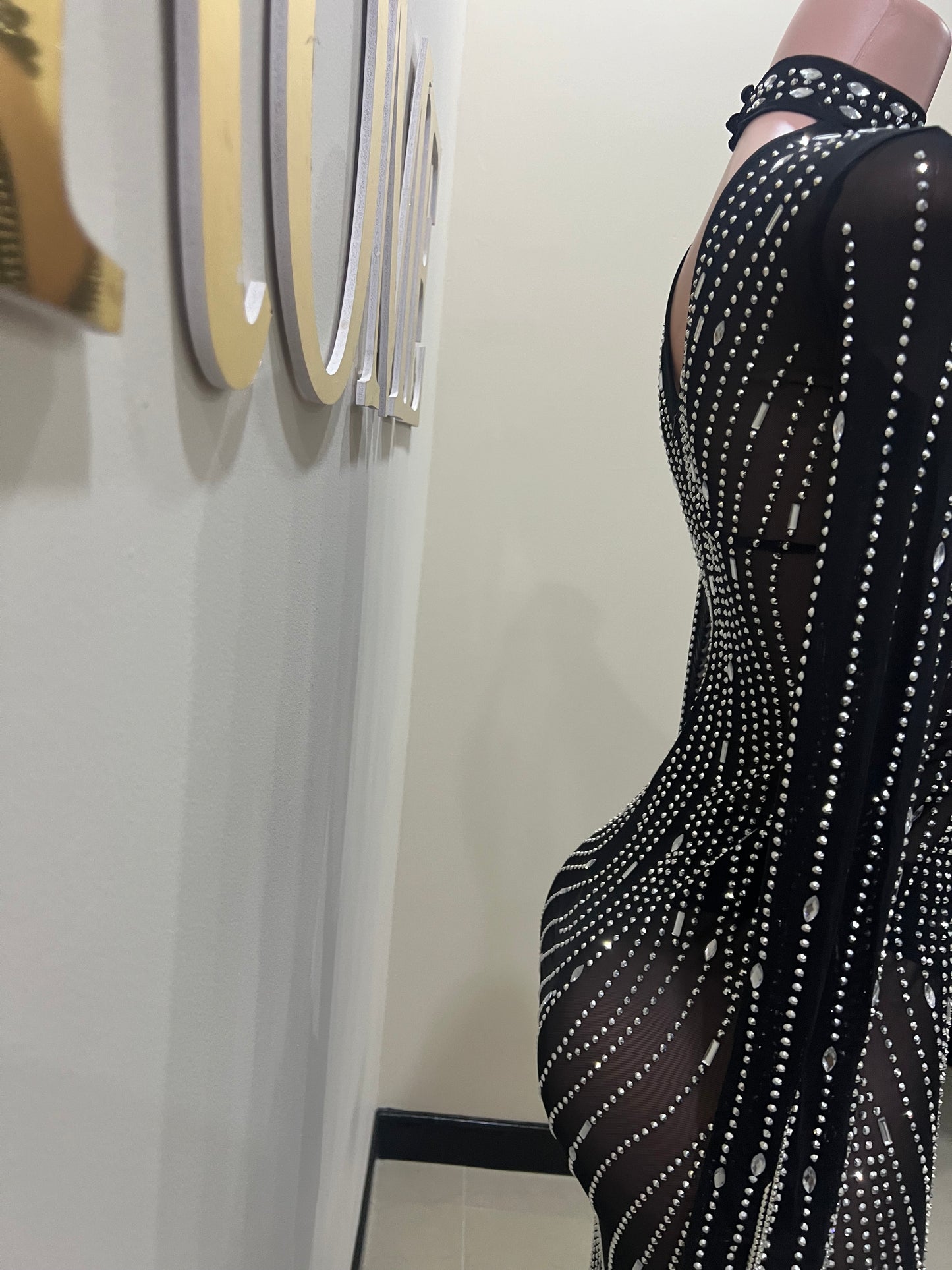 Ellie Swan Long Crystal Dress (Black)