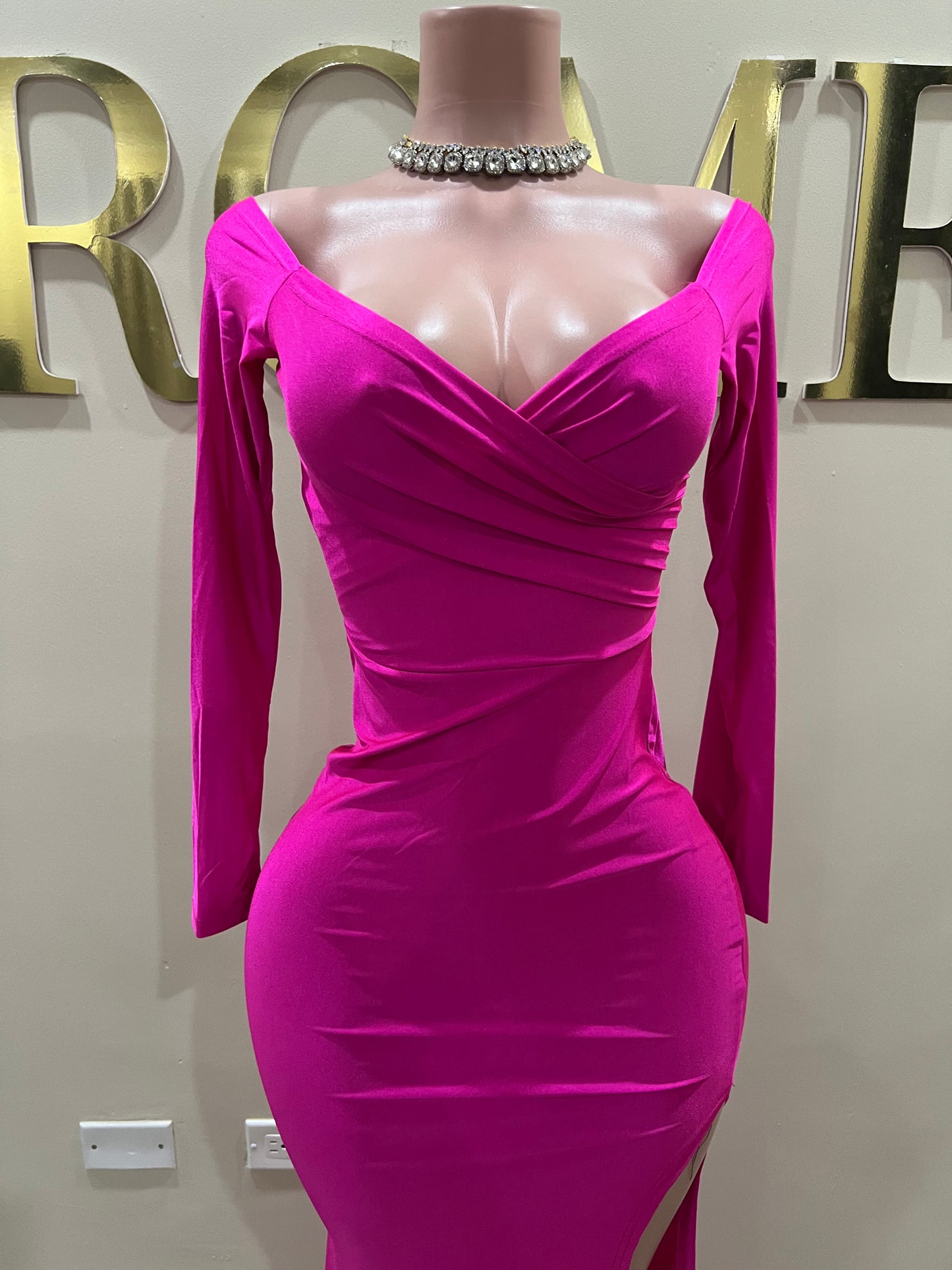 Kerry Long Sleeve Dress (Bright Pink)