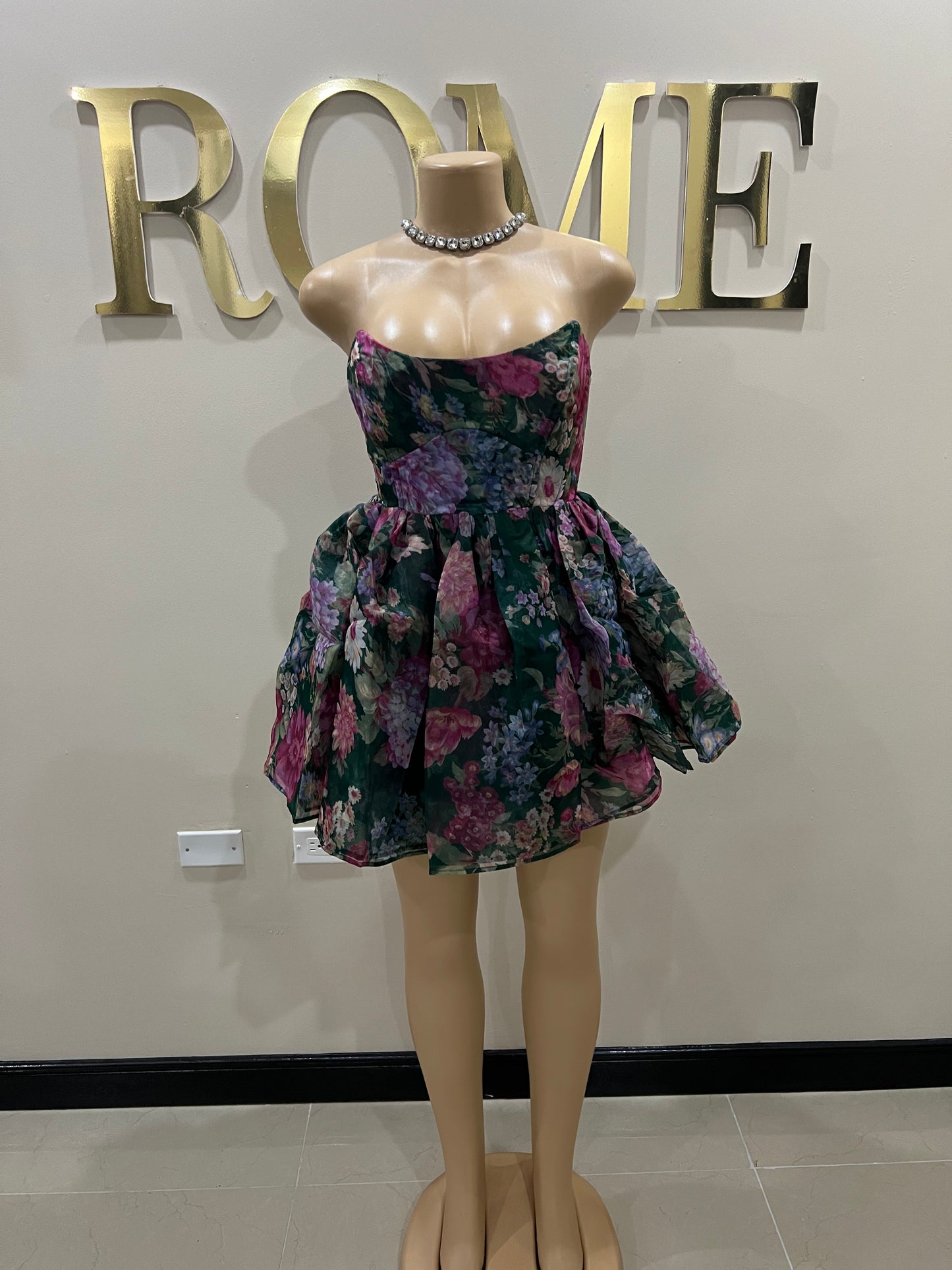 Princess Diana Floral Dress (Green)