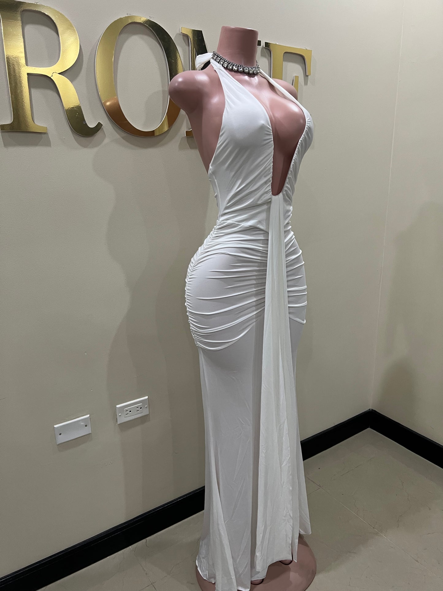 Chinelle Nara Halter Dress (White)