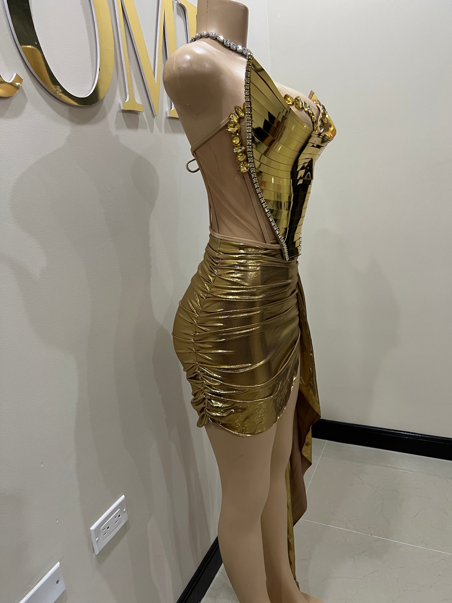 Sky Gemstone Skirt Set (Gold)