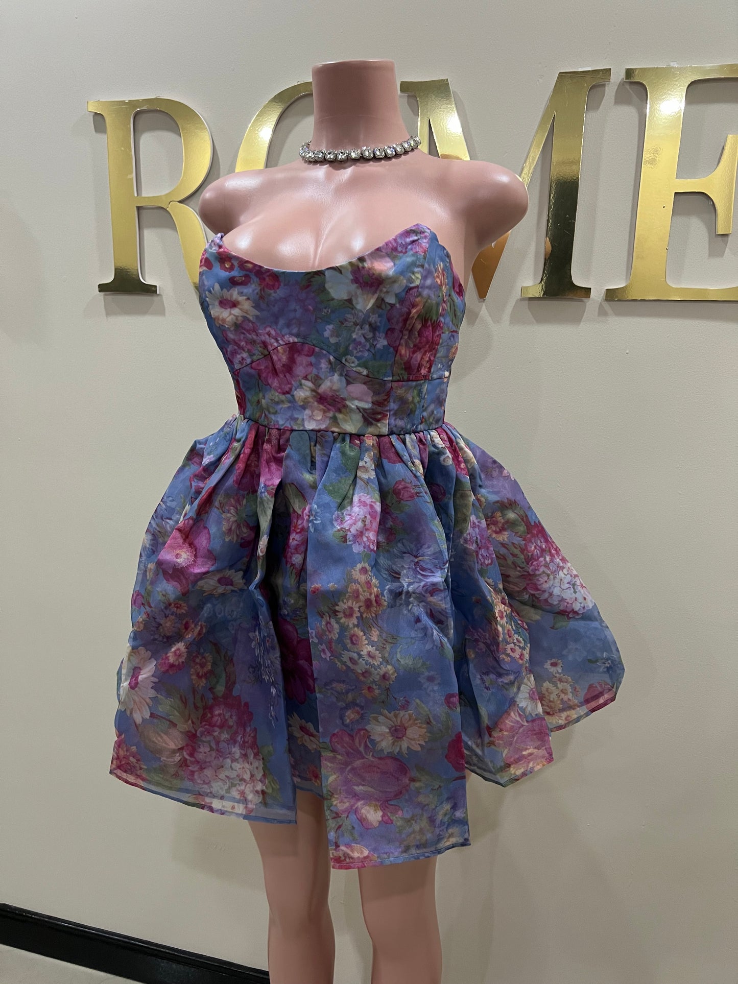 Princess Diana Floral Dress (Blue)