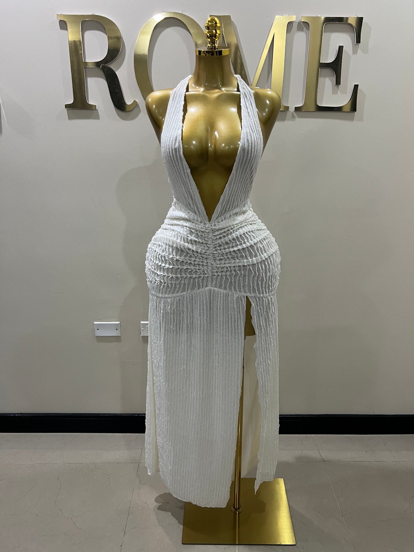 Lily Nara Halter Dress (Cream/Off-White)