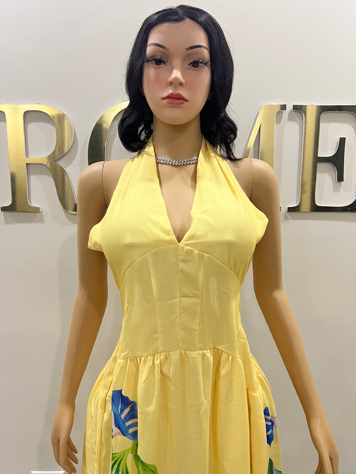 Kim Garden Halter Diana Dress (Yellow)