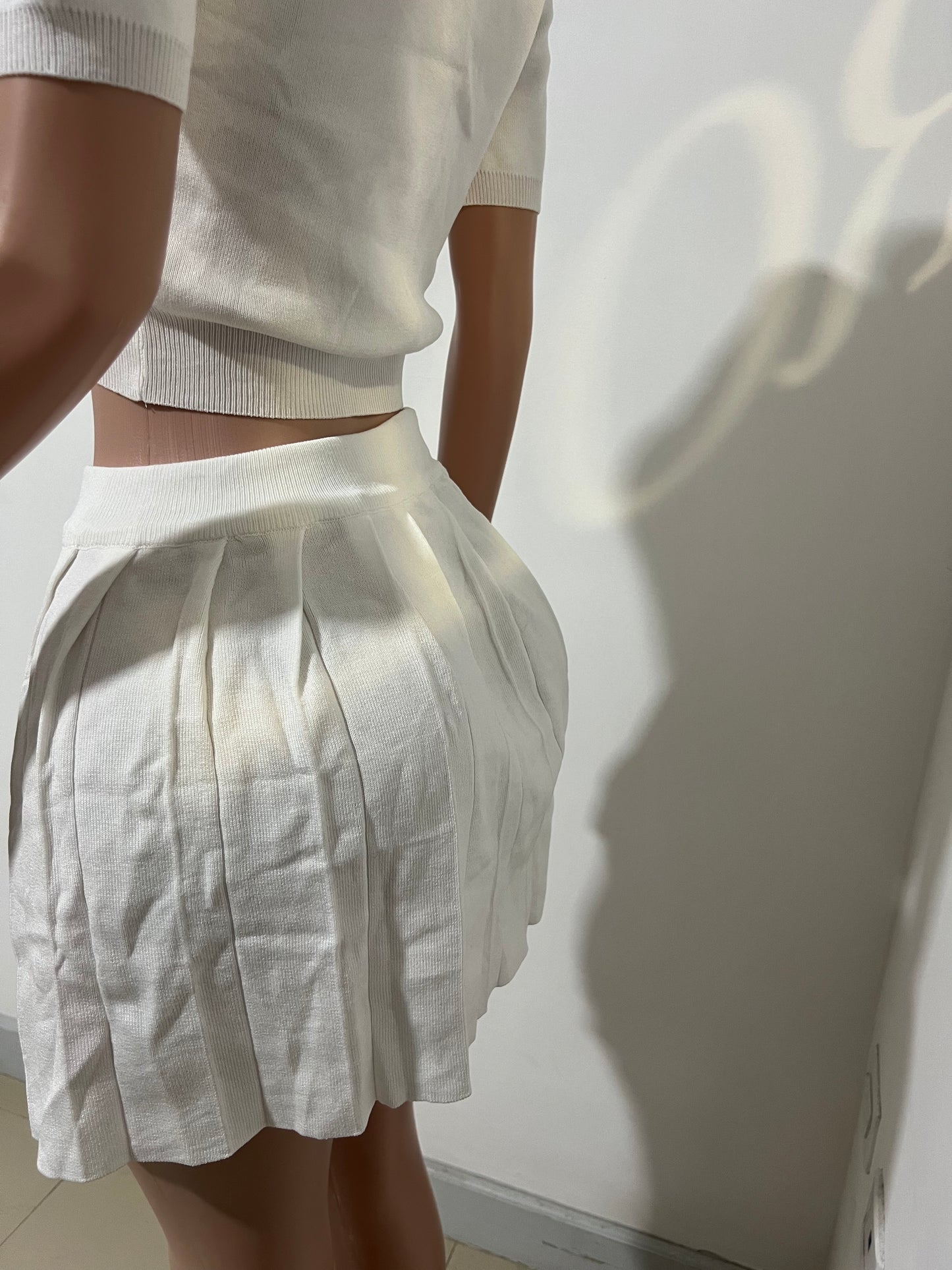 Hampton Pleated Skirt Set (White)