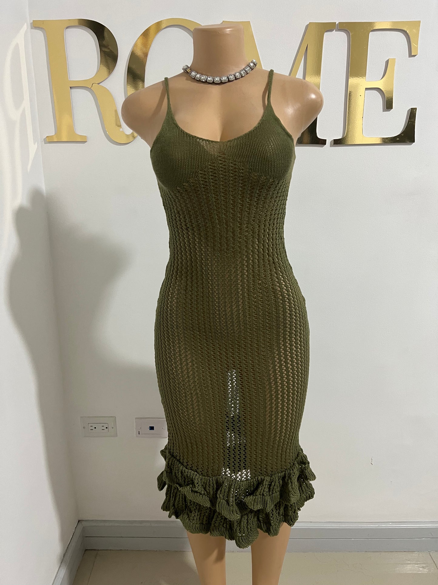 Azalea Crochet Long Dress (Green)