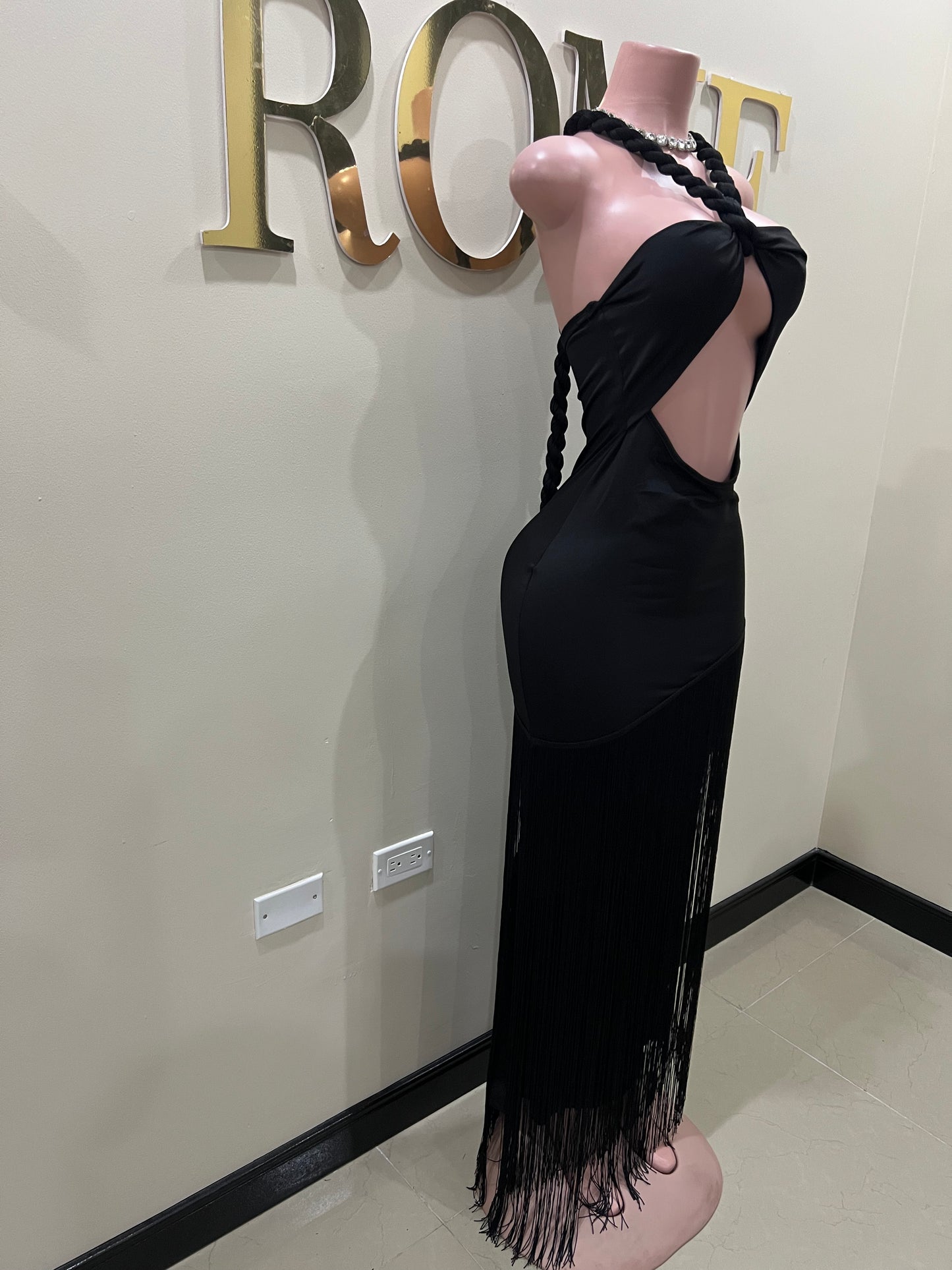 Diva Fringe Dress (Black)