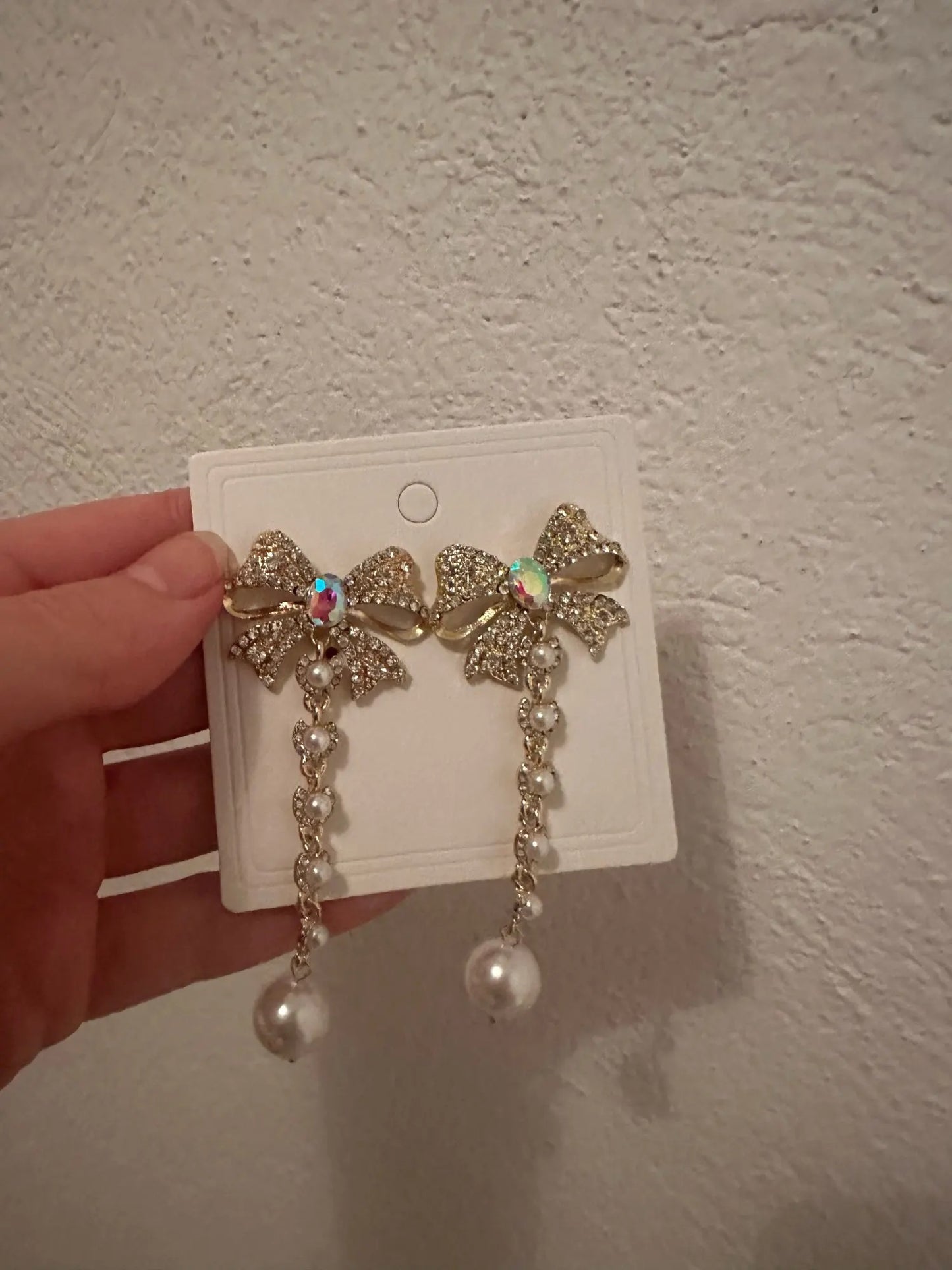 Bow Drop Earrings (Gold)