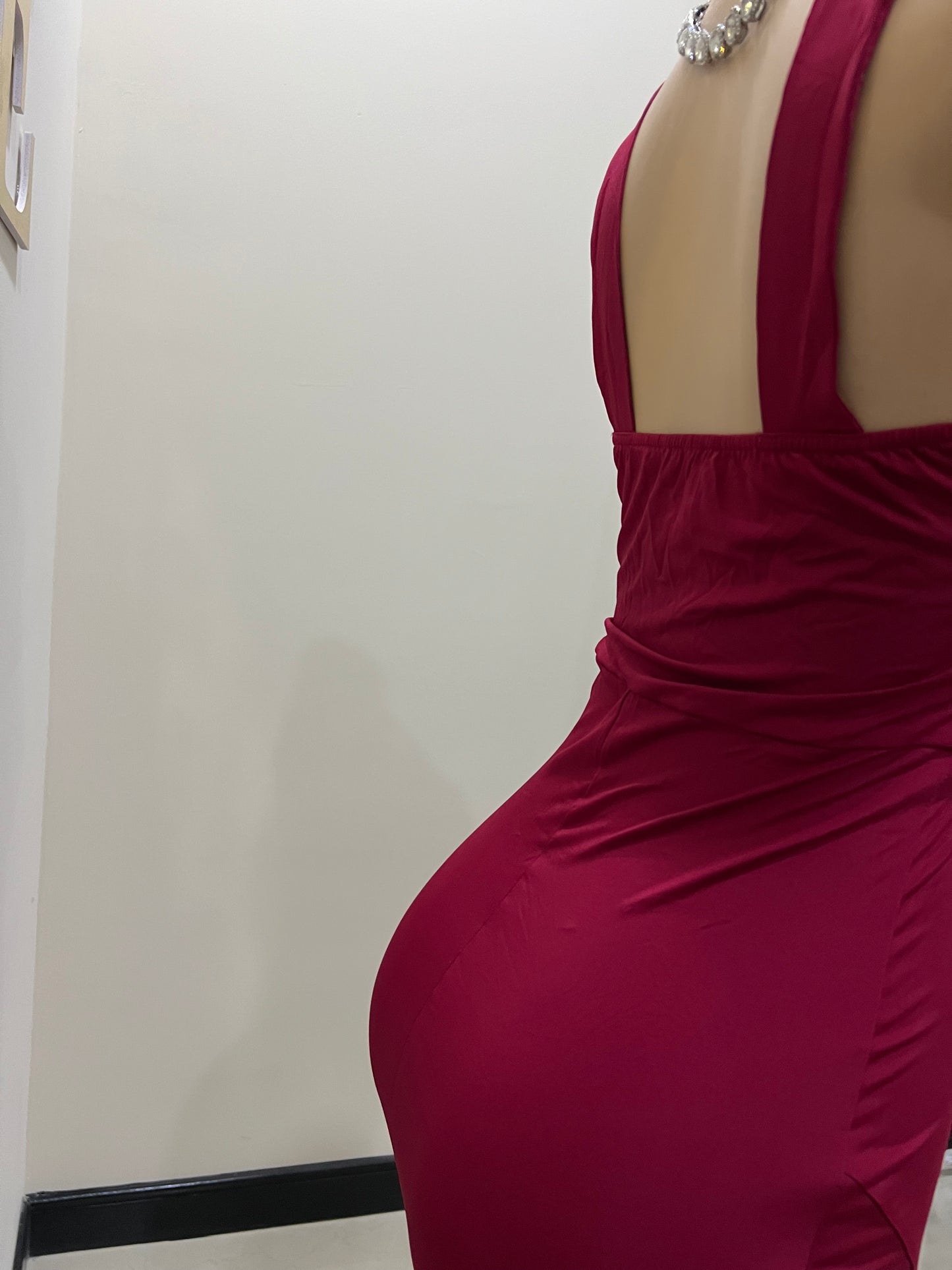 Kerry Ann Train Dress (Burgundy)