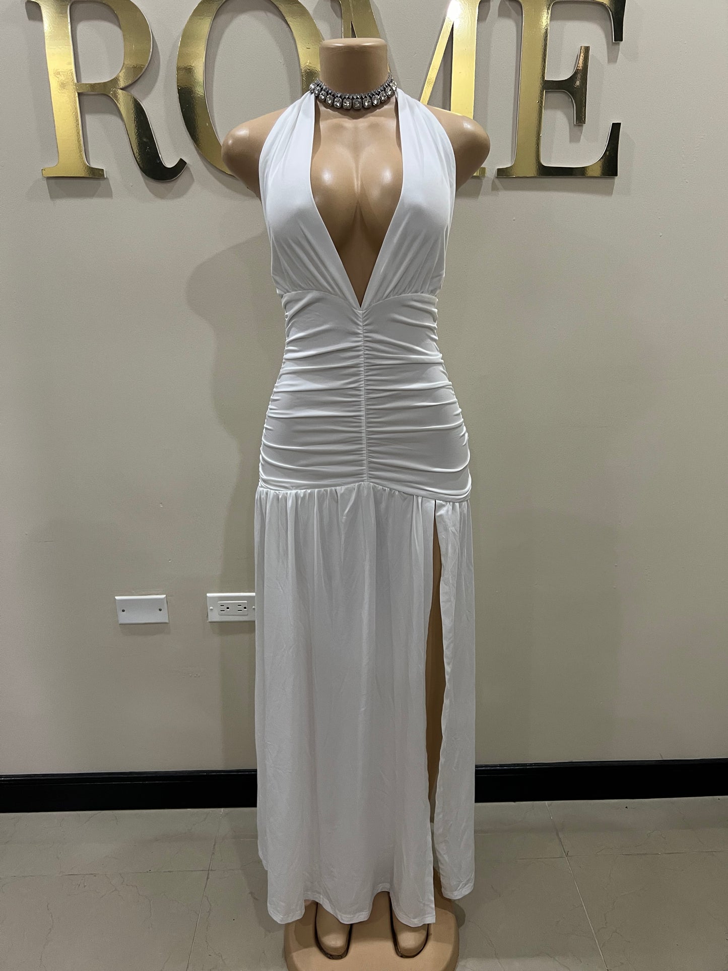 Nichelle Nara Halter Dress (White)
