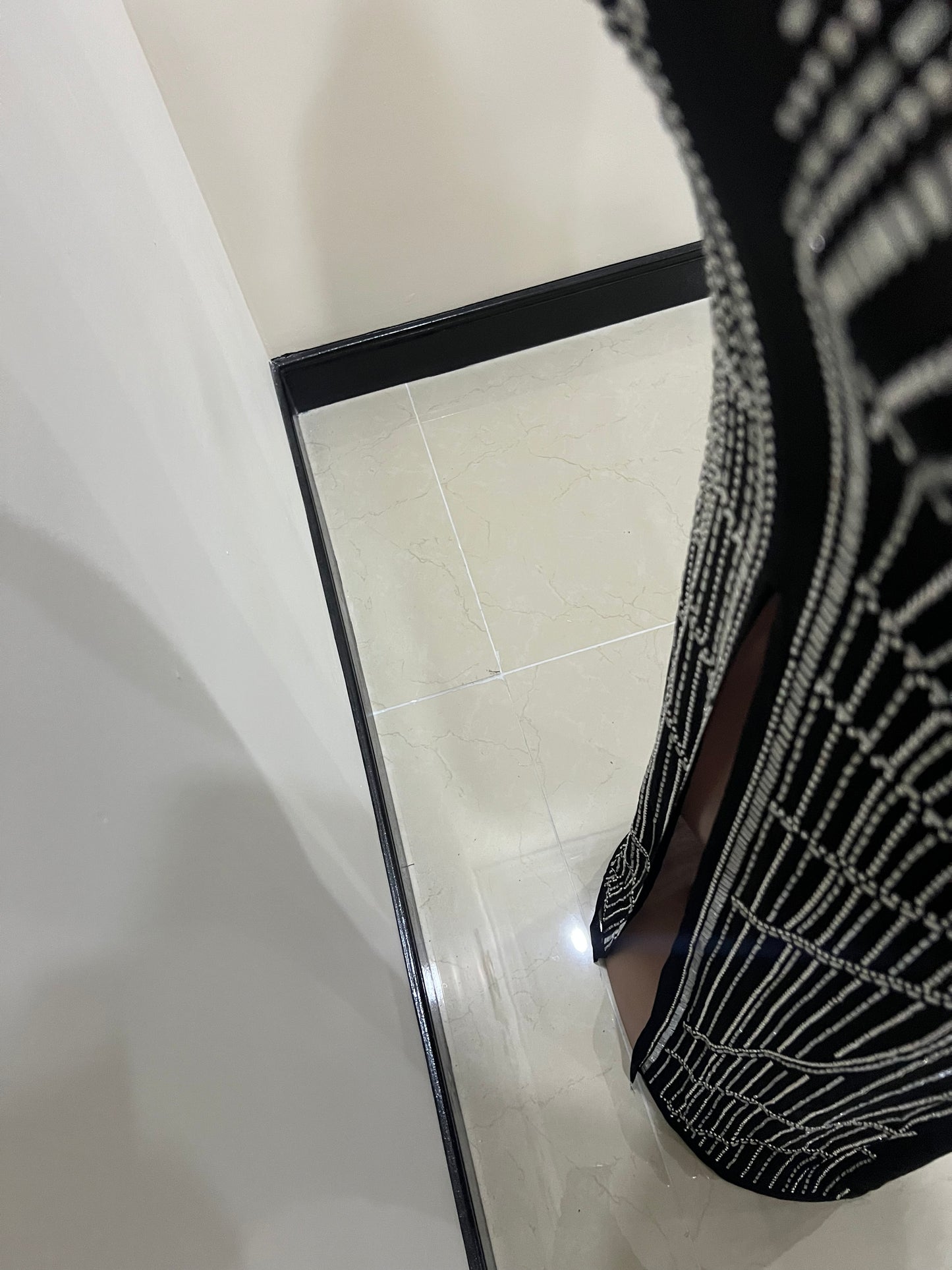 Hannah Crystal Mesh Dress (Black)