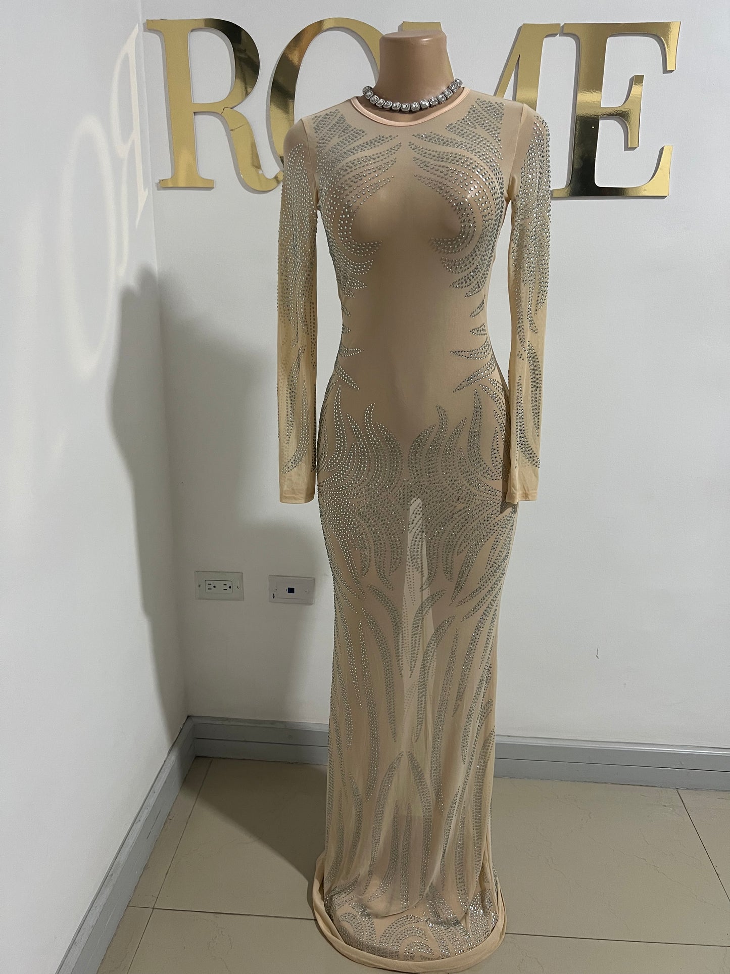 Crystal Swan Dress (Nude)