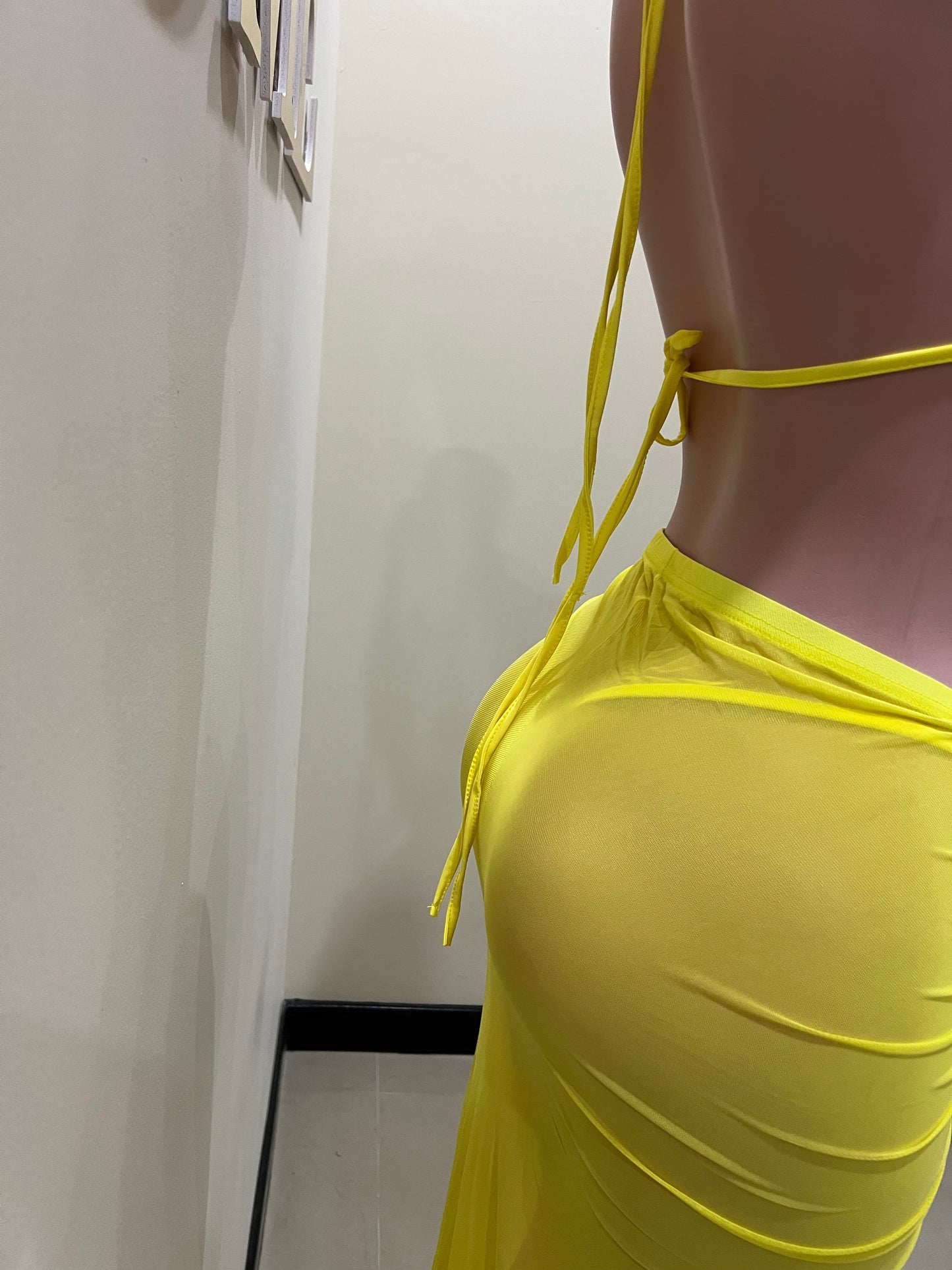 Cassie Flower 3 Pcs Mesh Skirt Set (Yellow)