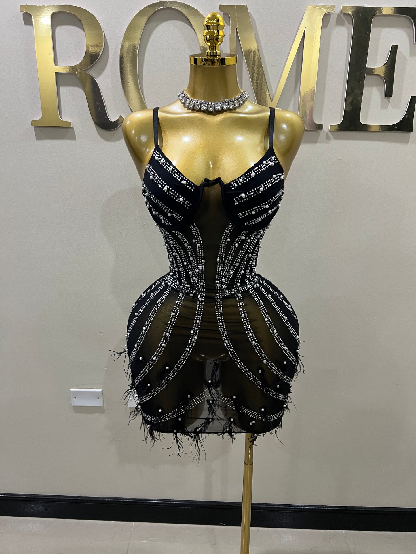 Cherri Vibe Crystal Dress (Black)