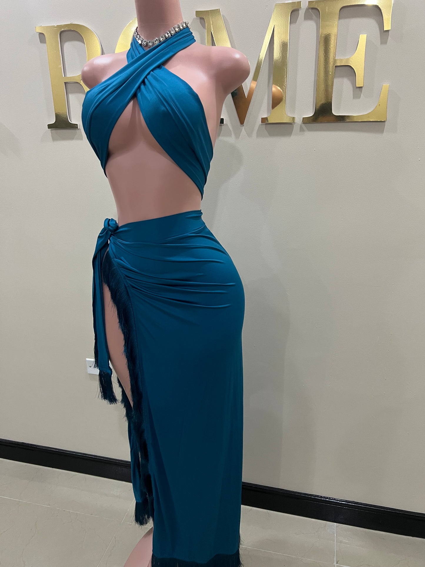 Bonnie Wrap 2 pcs Skirt Set (Teal)