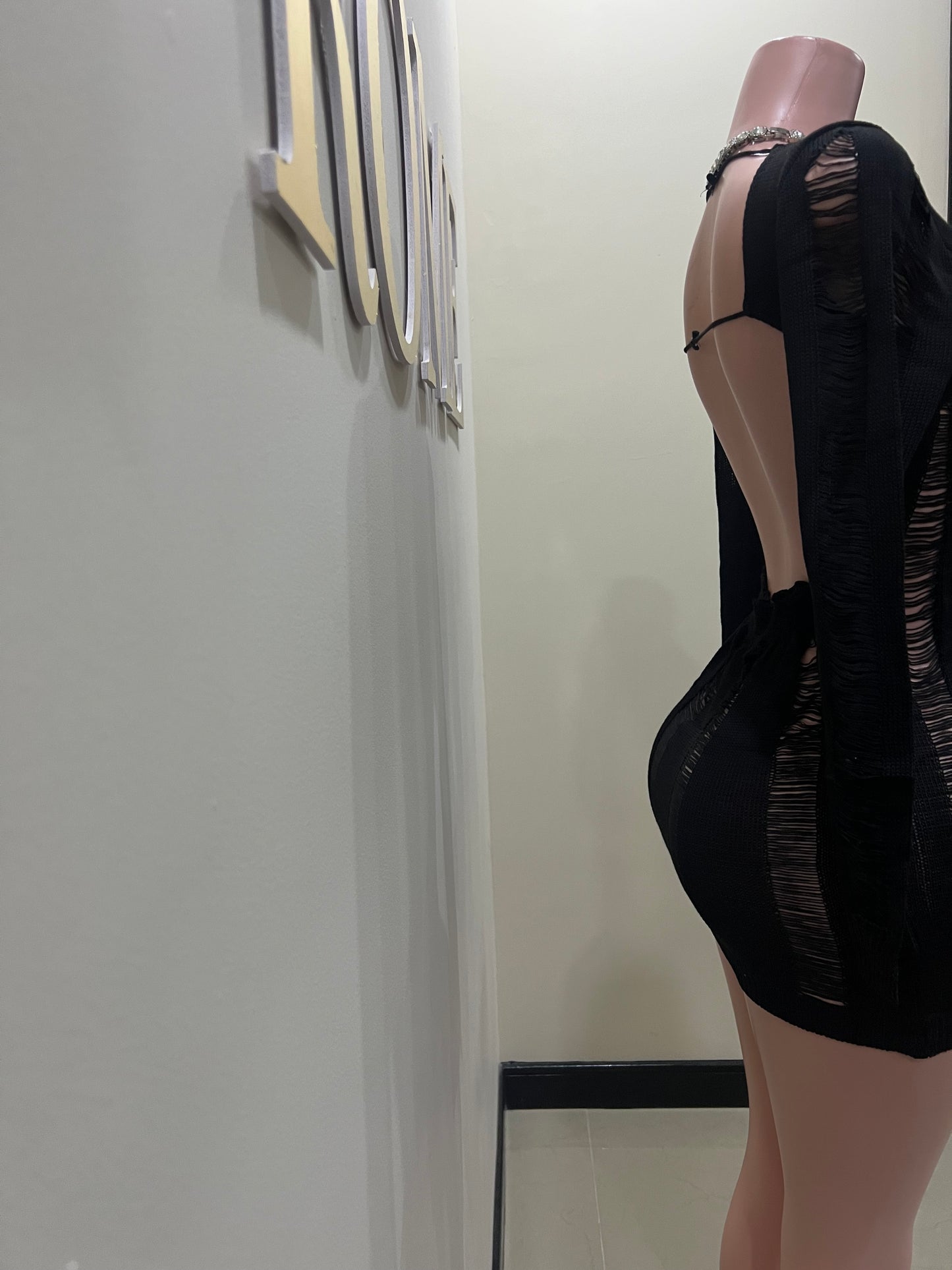 Zuri Backless Mini Dress (Black)