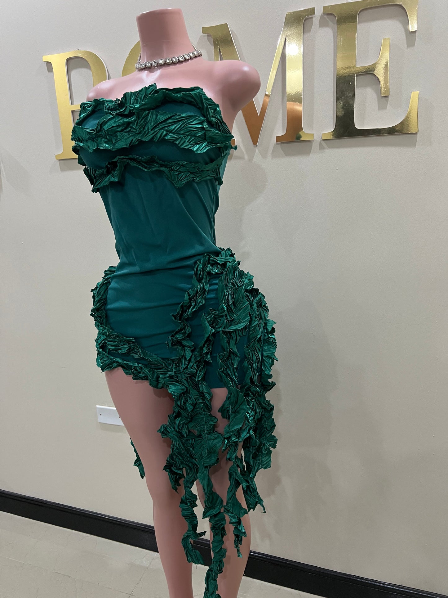 Kate Rouched Mini Dress (Green)