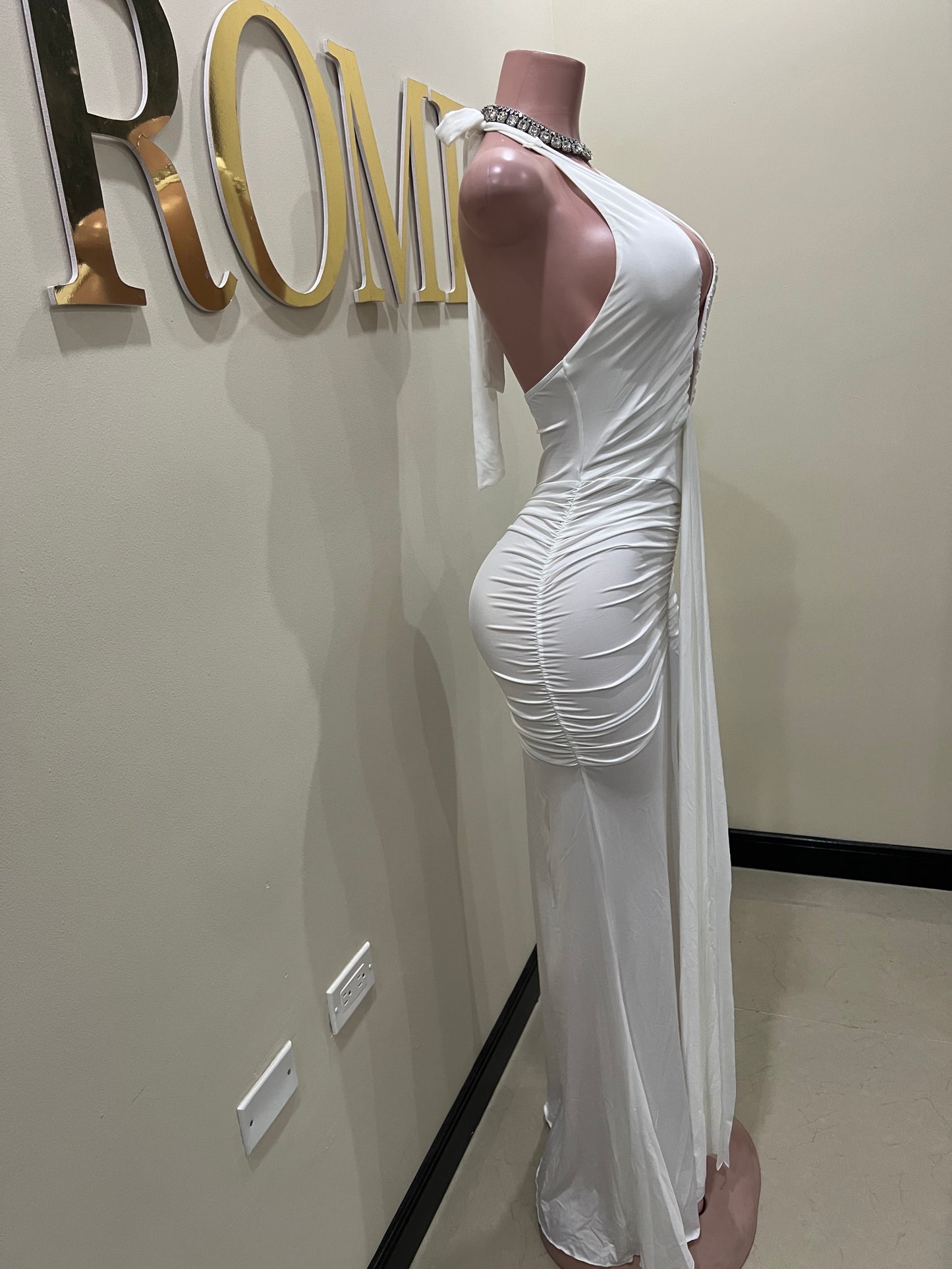 Chinelle Nara Halter Dress (White)