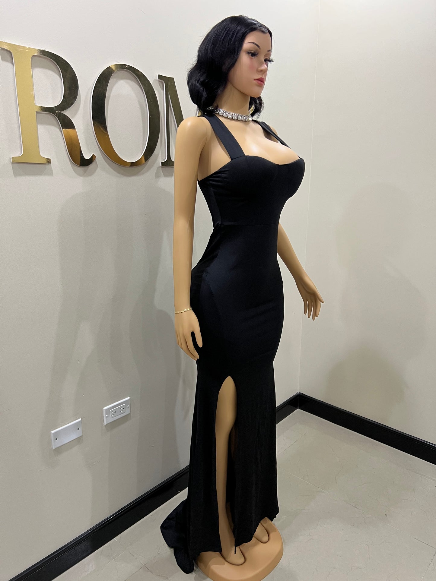 Kerry Ann Train Dress (Black)