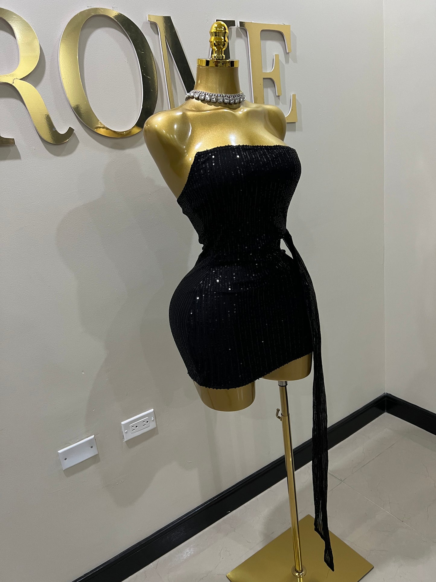 Tara Sequin Dress (Black)