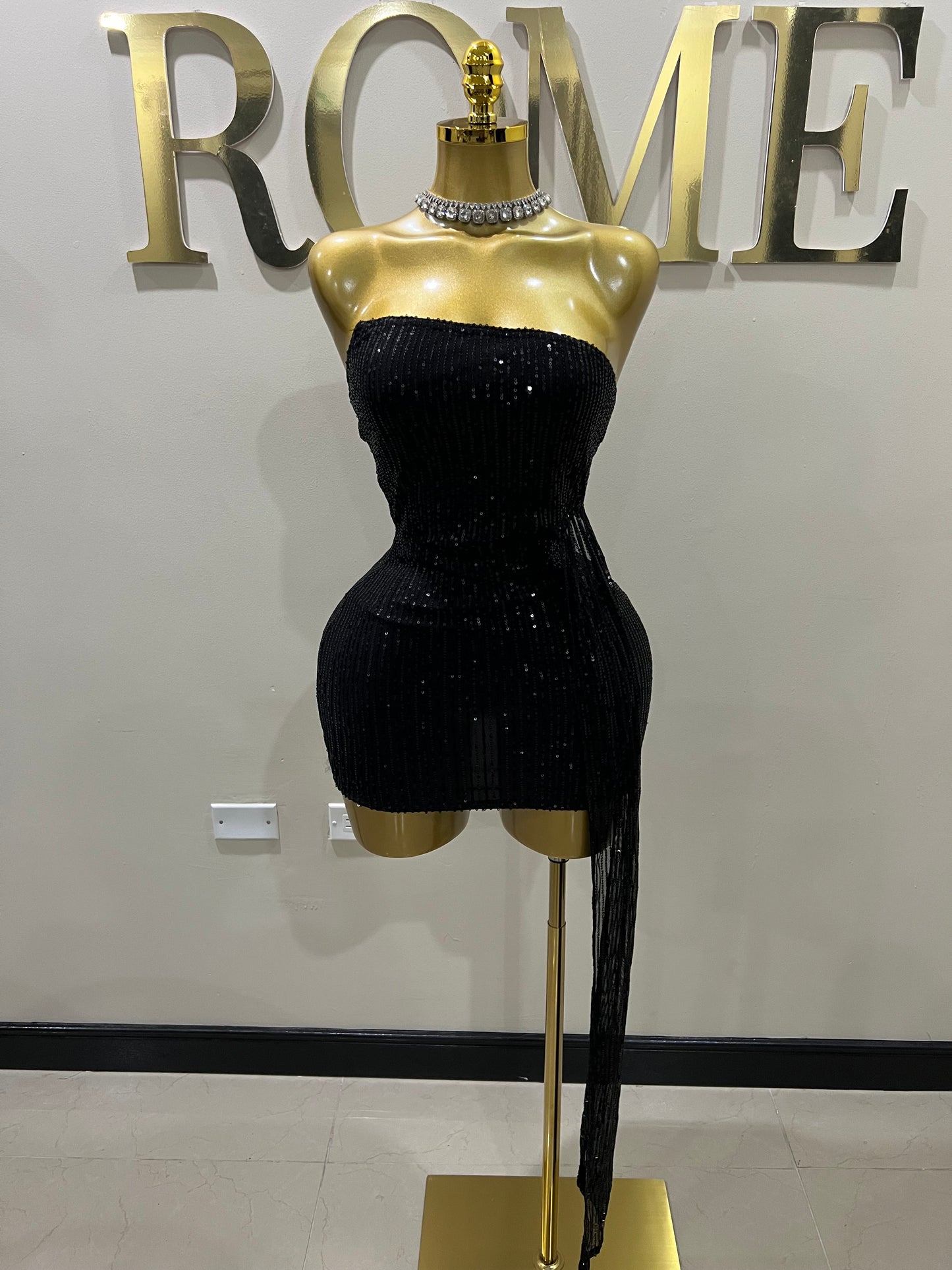 Tara Sequin Dress (Black)