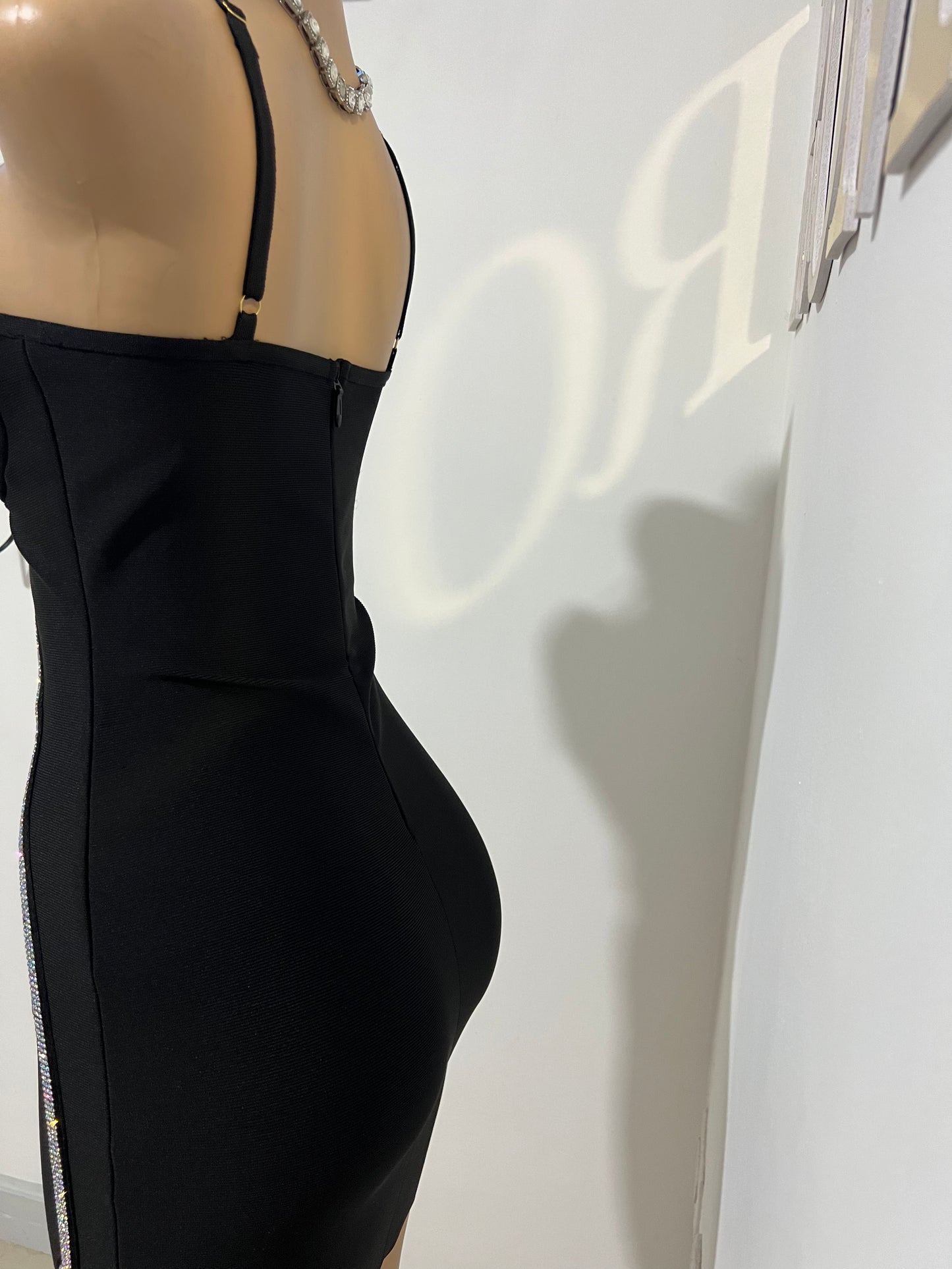 Flower Pot Bandage Glam Dress (Black)