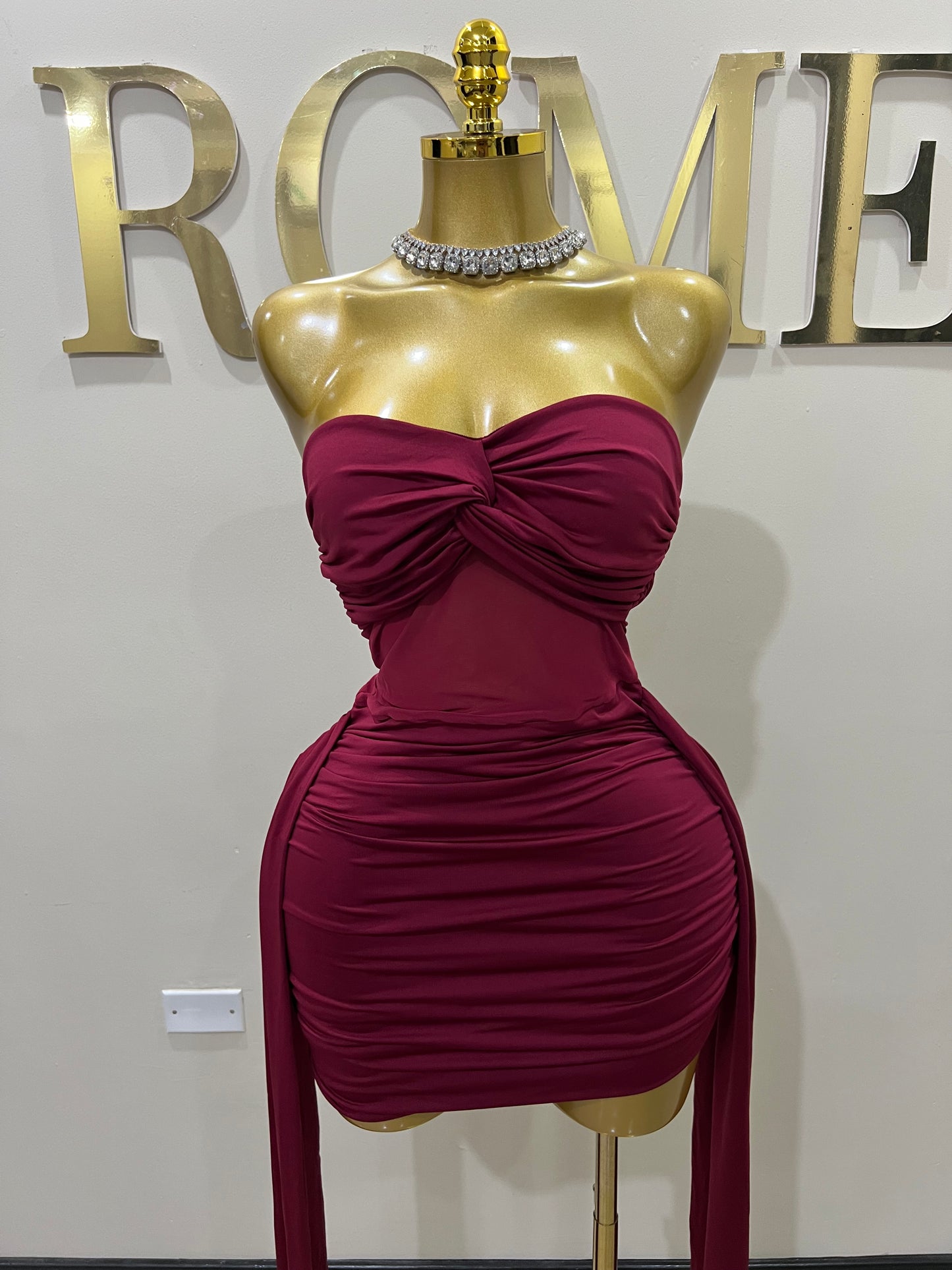 Sweetheart Nara Short Dress (Burgundy)